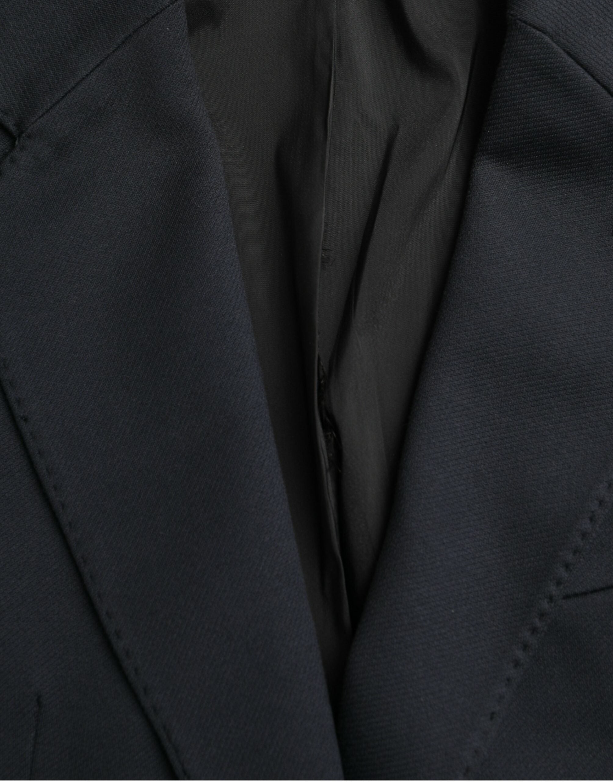 Dolce & Gabbana Dark Blue Cotton Single Breasted Coat Blazer