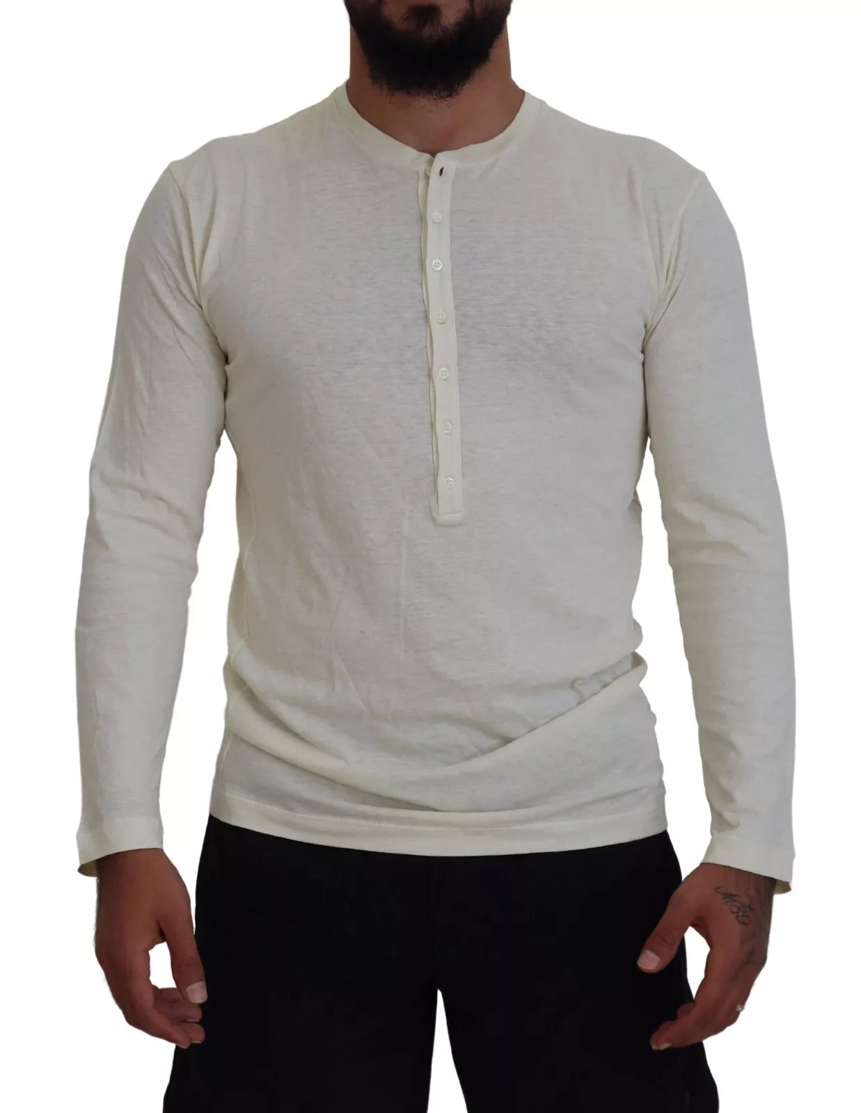 Dsquared² Beige Cotton Linen Long Sleeves Pullover Sweater