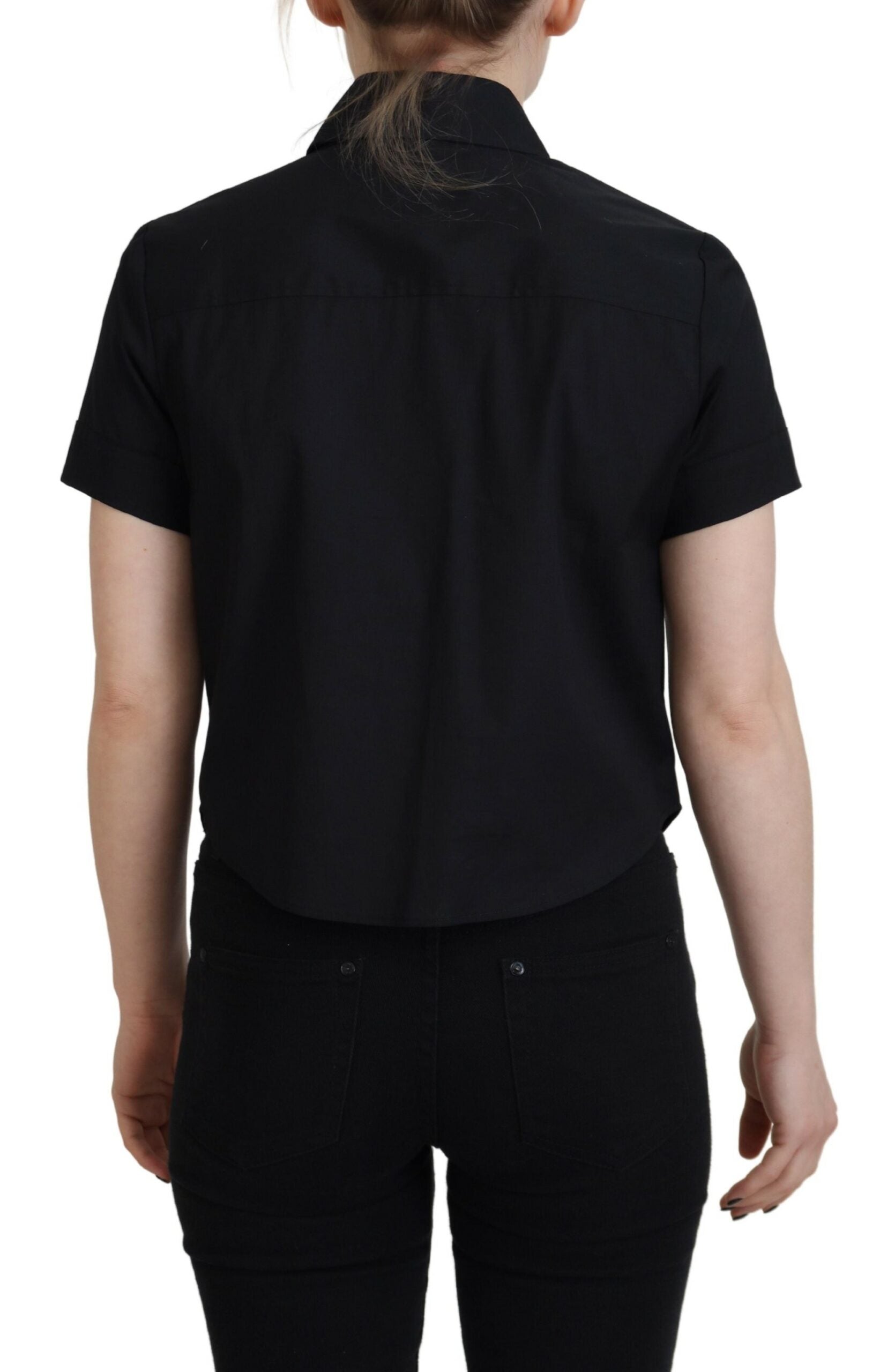 Dsquared² Black Collared Button Down Short Sleeves Polo Top