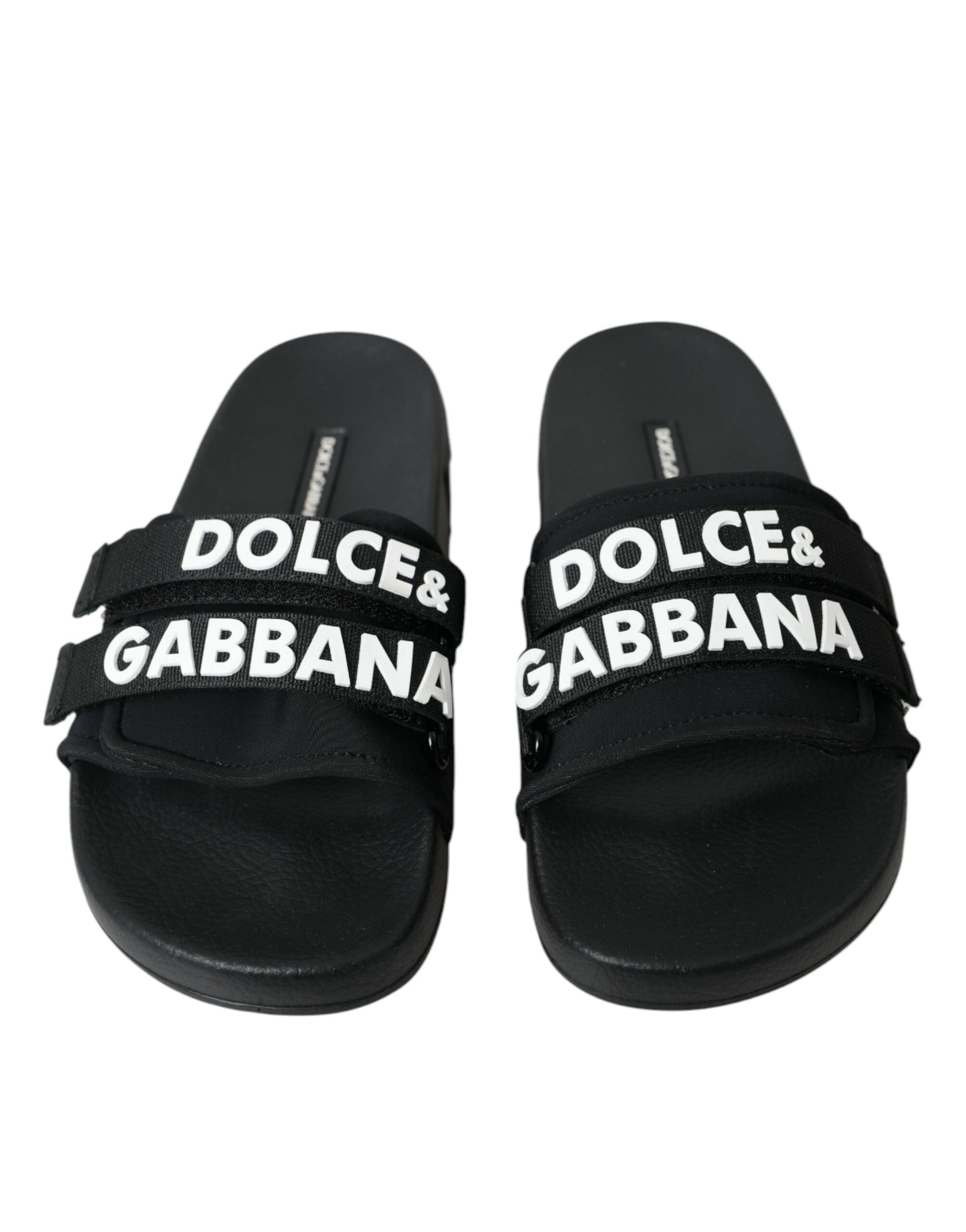 Dolce & Gabbana Black Neoprene Slides Flats Beachwear Shoes