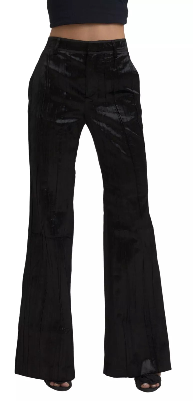 Dsquared² Black Viscose Super Flare High Waist Pants