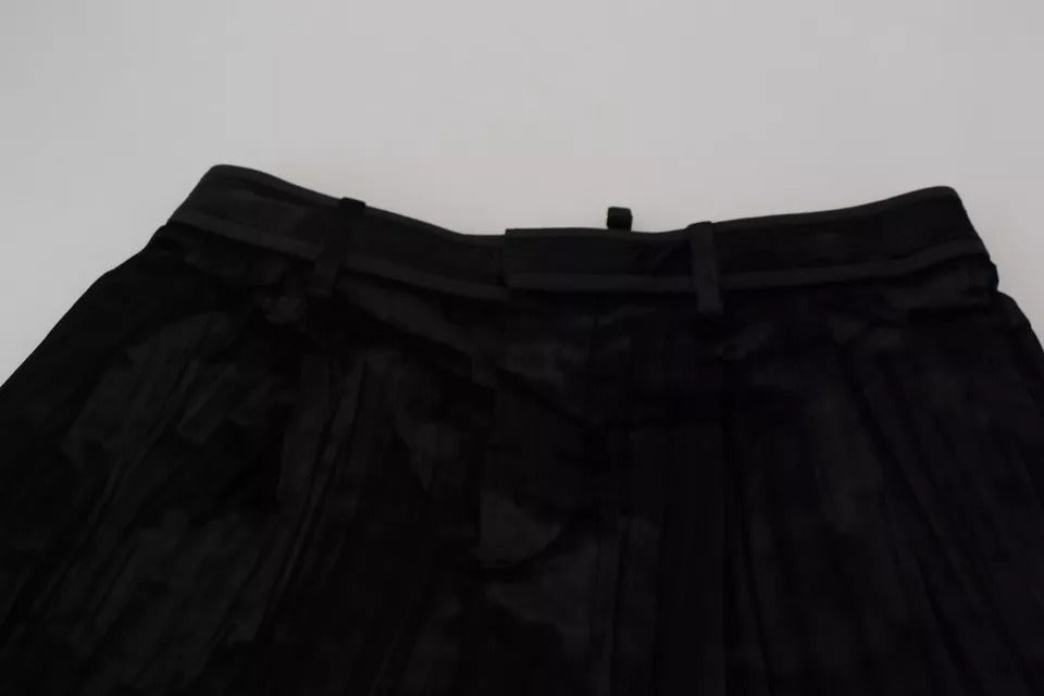 Dsquared² Black Pleated High Waist Wide Leg Cropped Pants