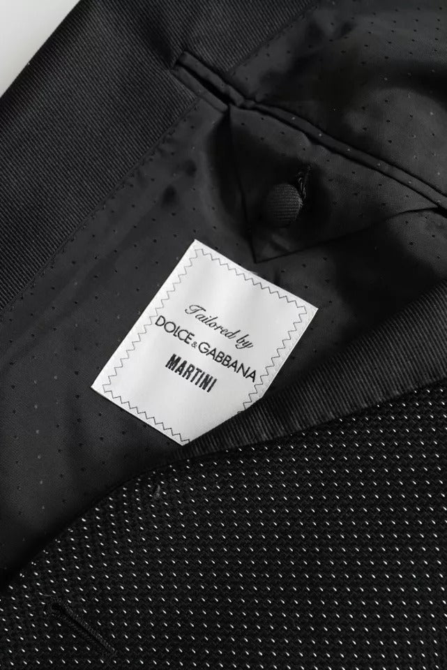 Dolce & Gabbana Dark Gray Jacquard MARTINI Single Breasted Coat Blazer