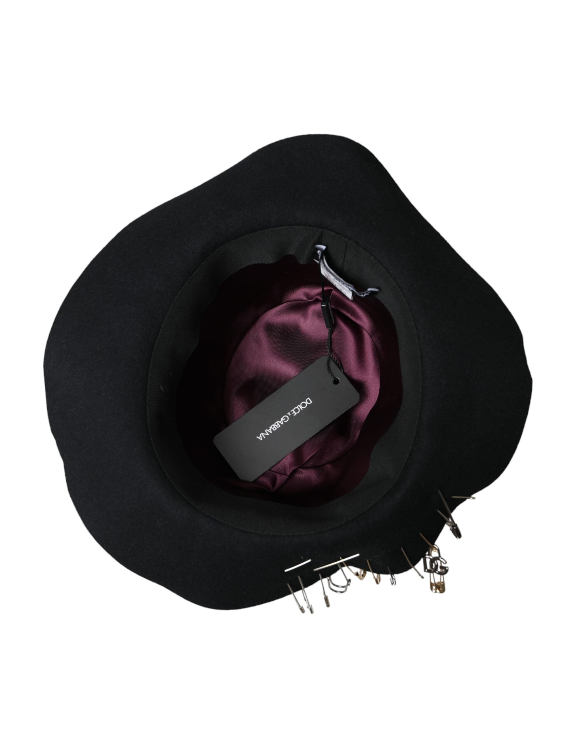 Dolce & Gabbana Black Embellished Fedora Wide Brim Hat Men