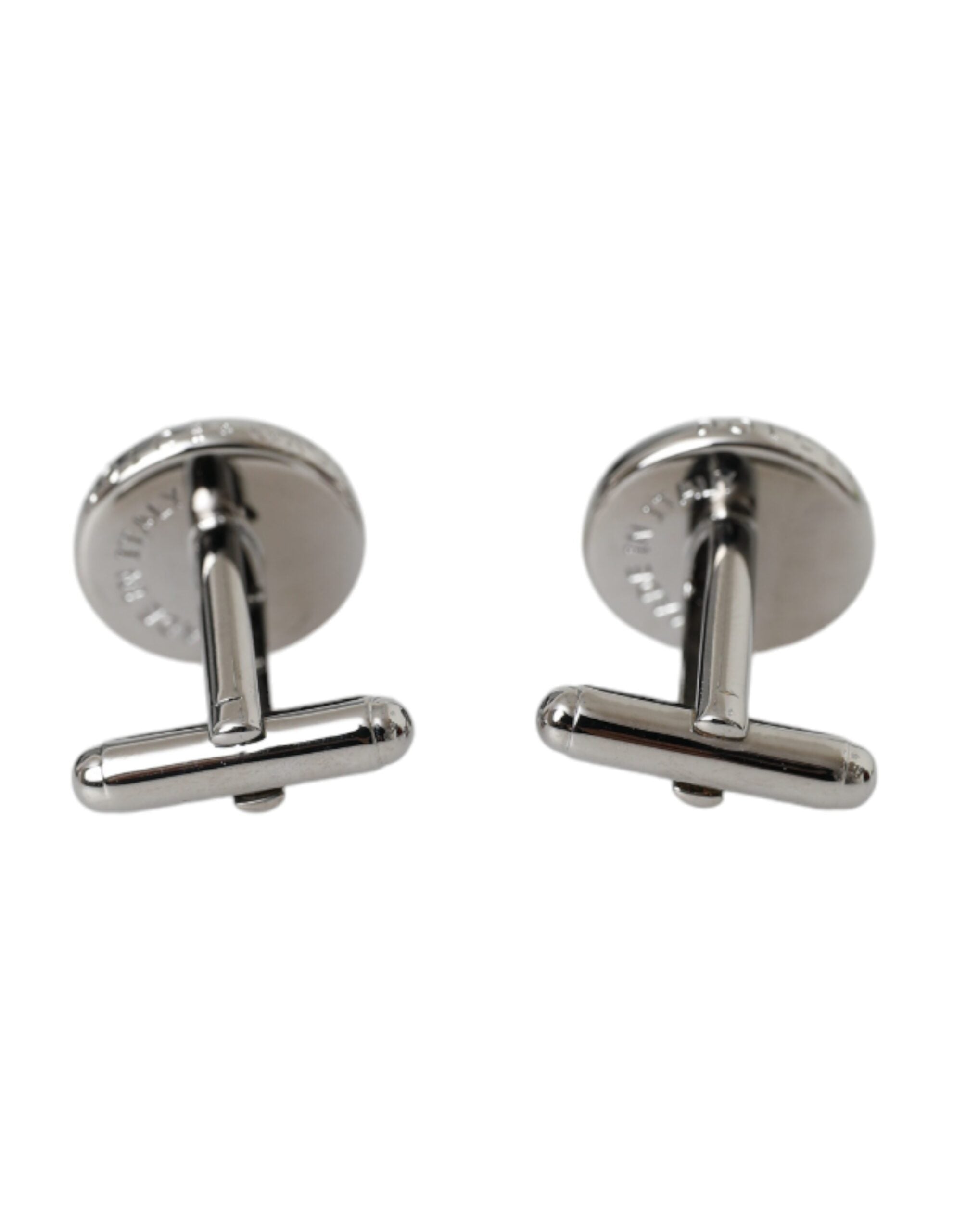 Dolce & Gabbana Silver Plated Brass Round Pin Men Cufflinks