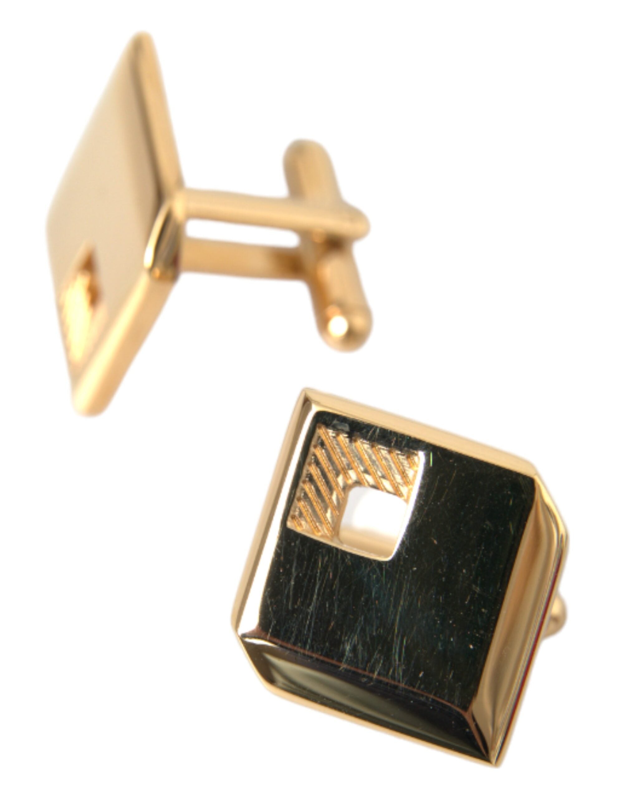 Dolce & Gabbana Gold Plated Metal Brass Square Pin Cufflinks