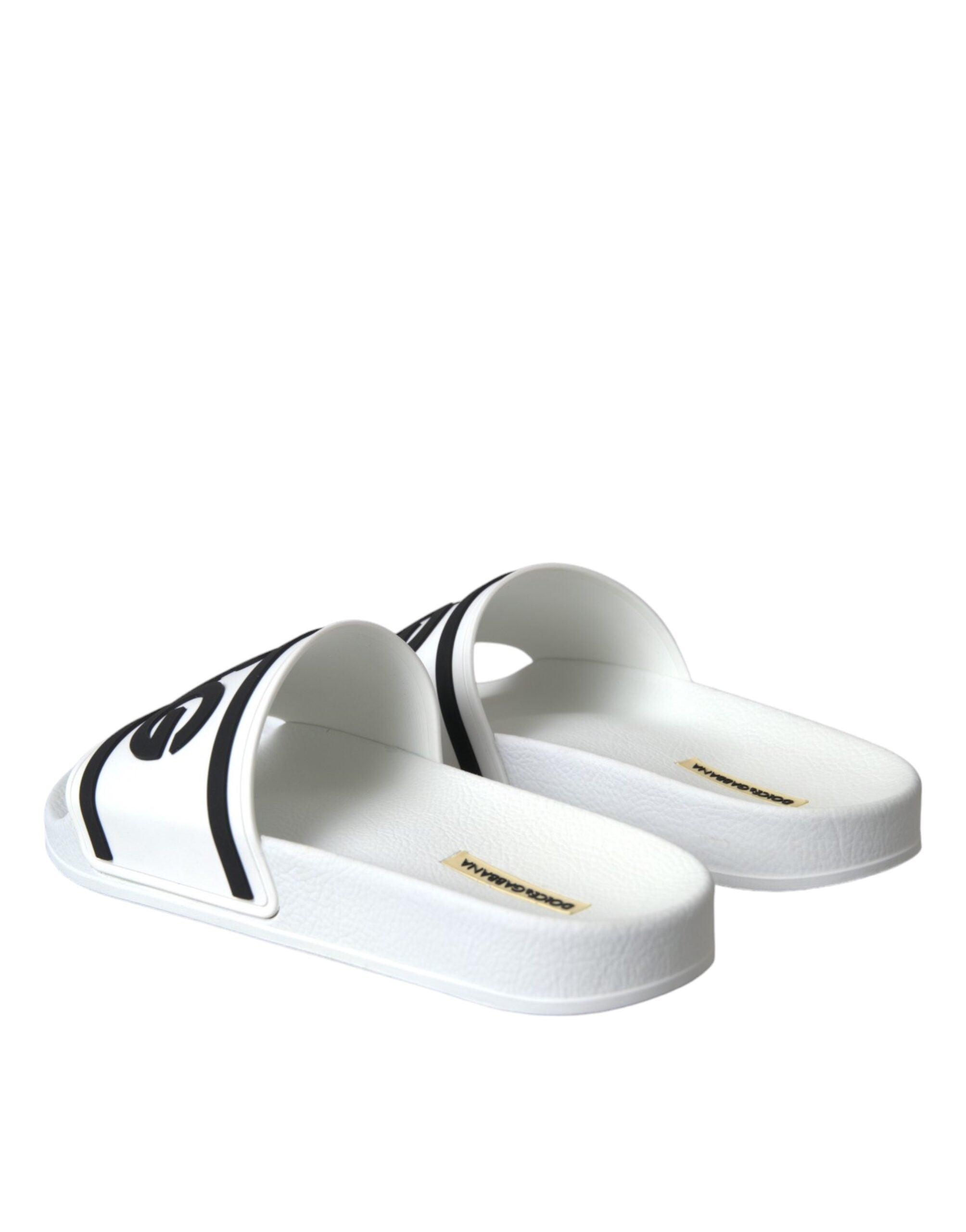 Dolce & Gabbana White Black Sandals Rubber Beachwear Shoes