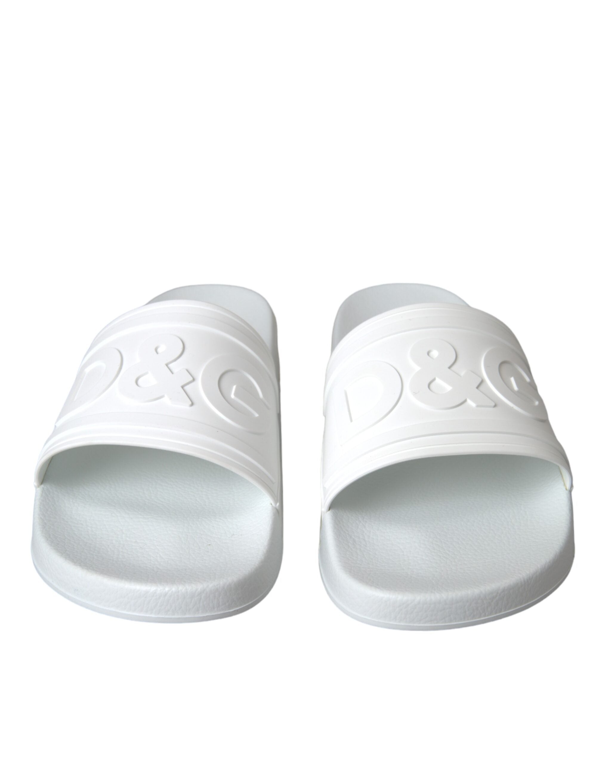 Dolce & Gabbana White Rubber Slides Sandals Beachwear Shoes