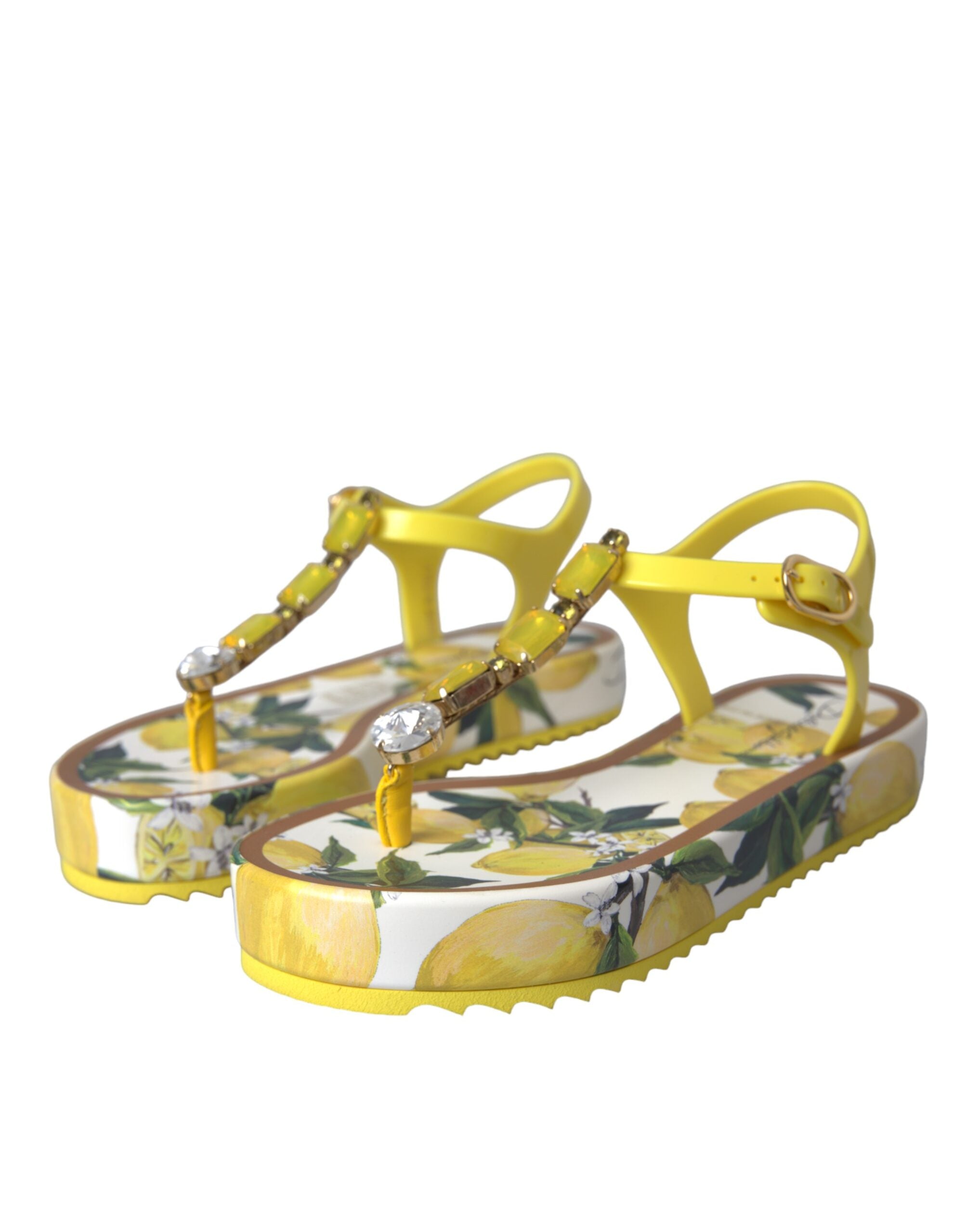 Dolce & Gabbana Yellow Lemon Beachwear Flats Sandals Shoes