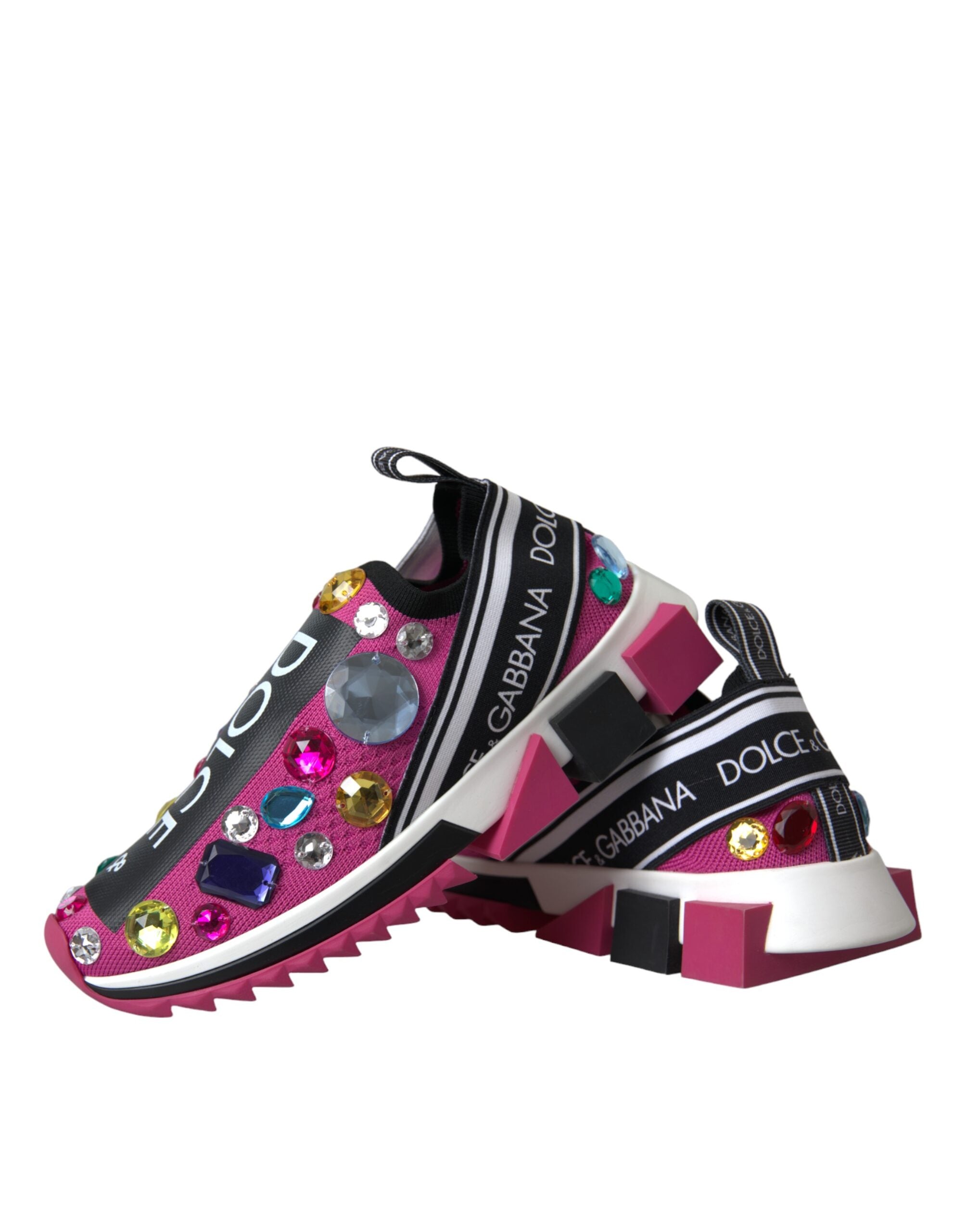 Dolce Gabbana Pink Sorrento Crystals Sneakers Shoes