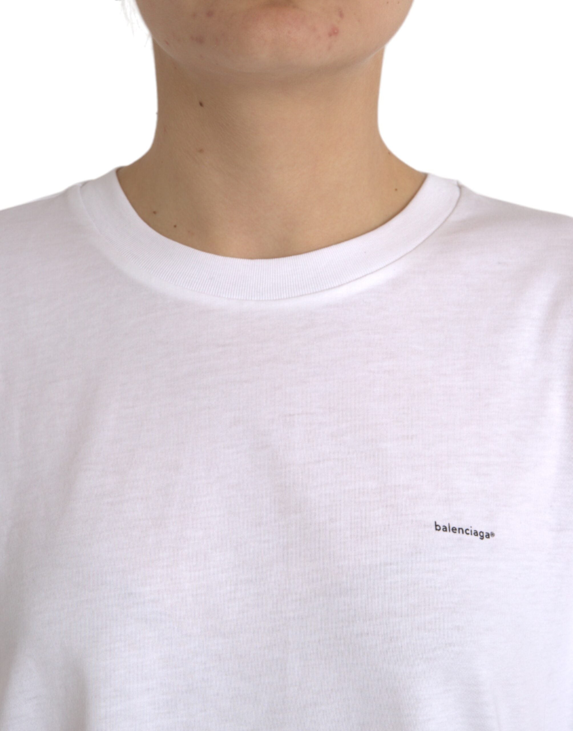 Balenciaga White Cotton Crew Neck Short Sleeves T-shirt