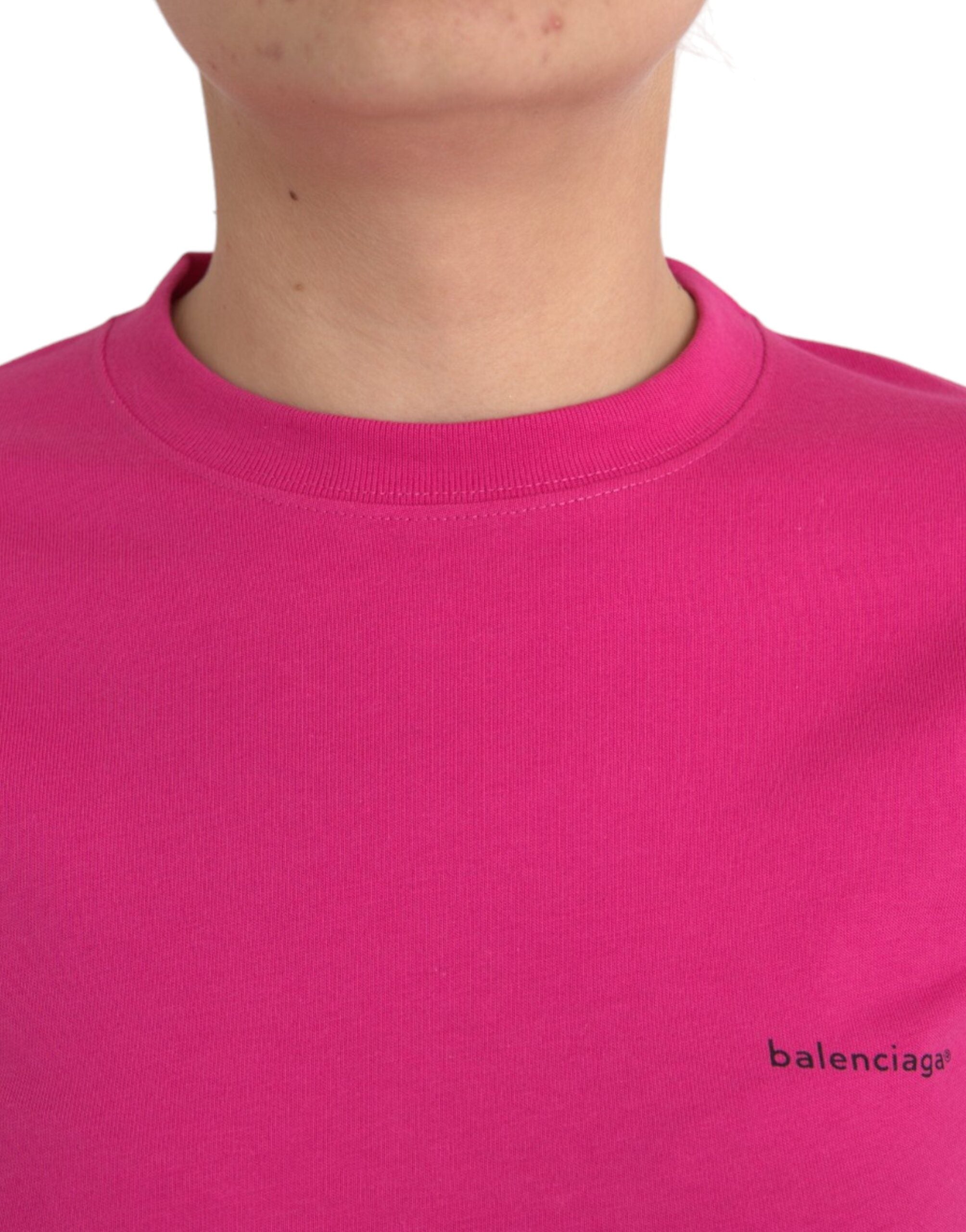 Balenciaga Pink Cotton Crew Neck Short Sleeves Tee Top T-shirt