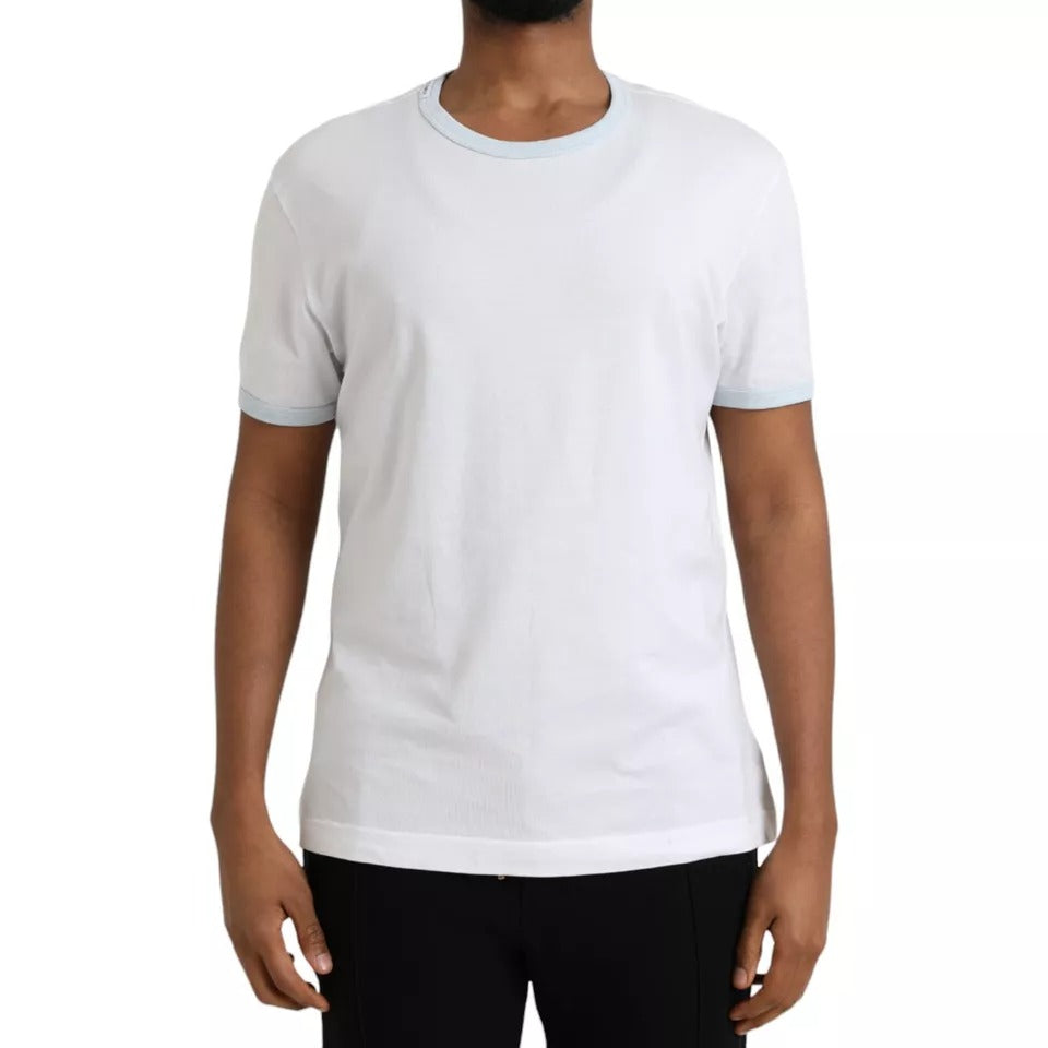 Dolce & Gabbana White Cotton Round Neck Short Sleeve T-shirt