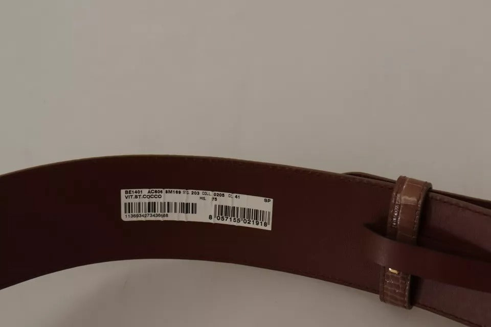 Dolce & Gabbana Brown Wide Waist Leather Gold Oval Metal Buckle Belt