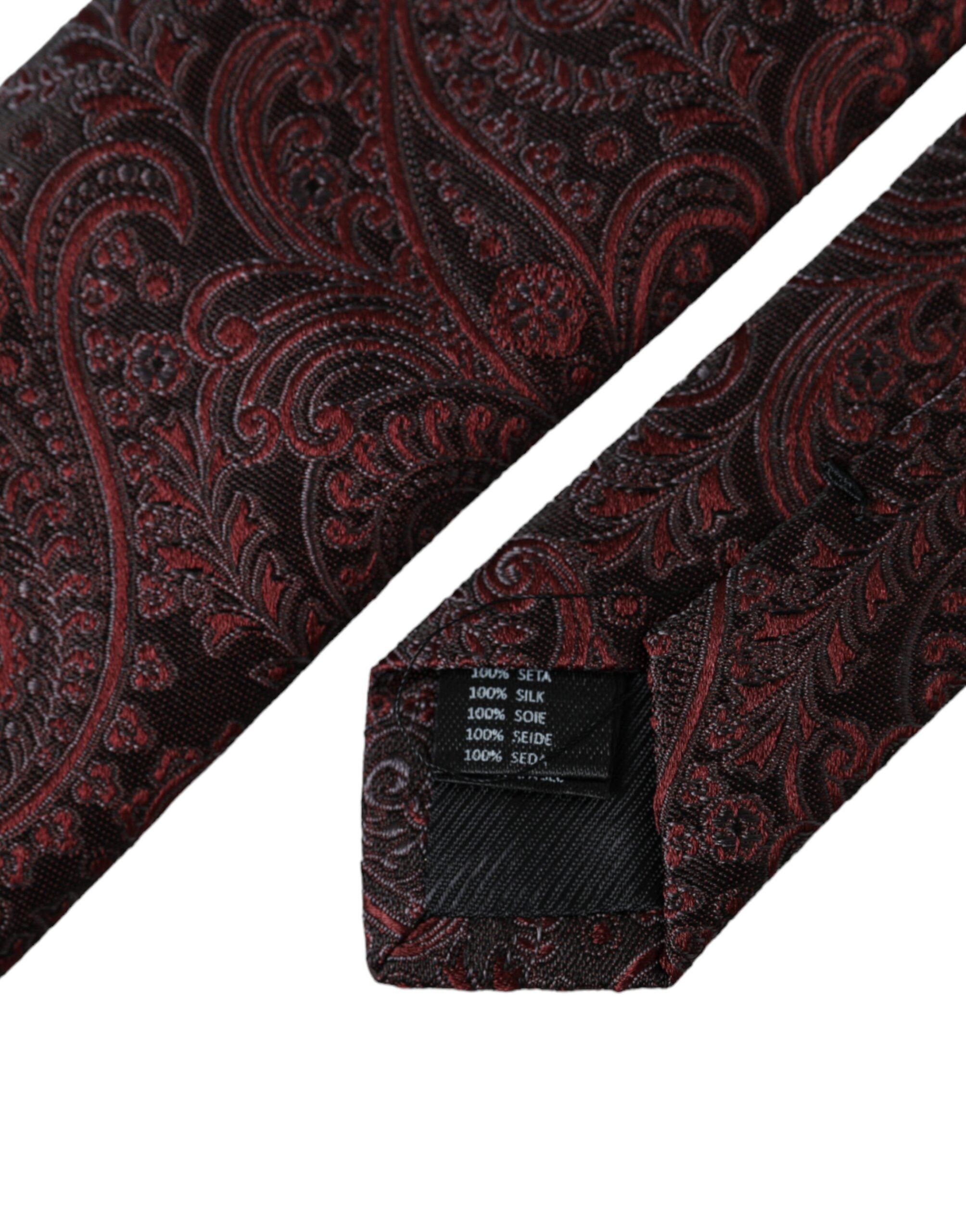 Dolce & Gabbana Bordeaux Patterned Silk Adjustable Men Tie