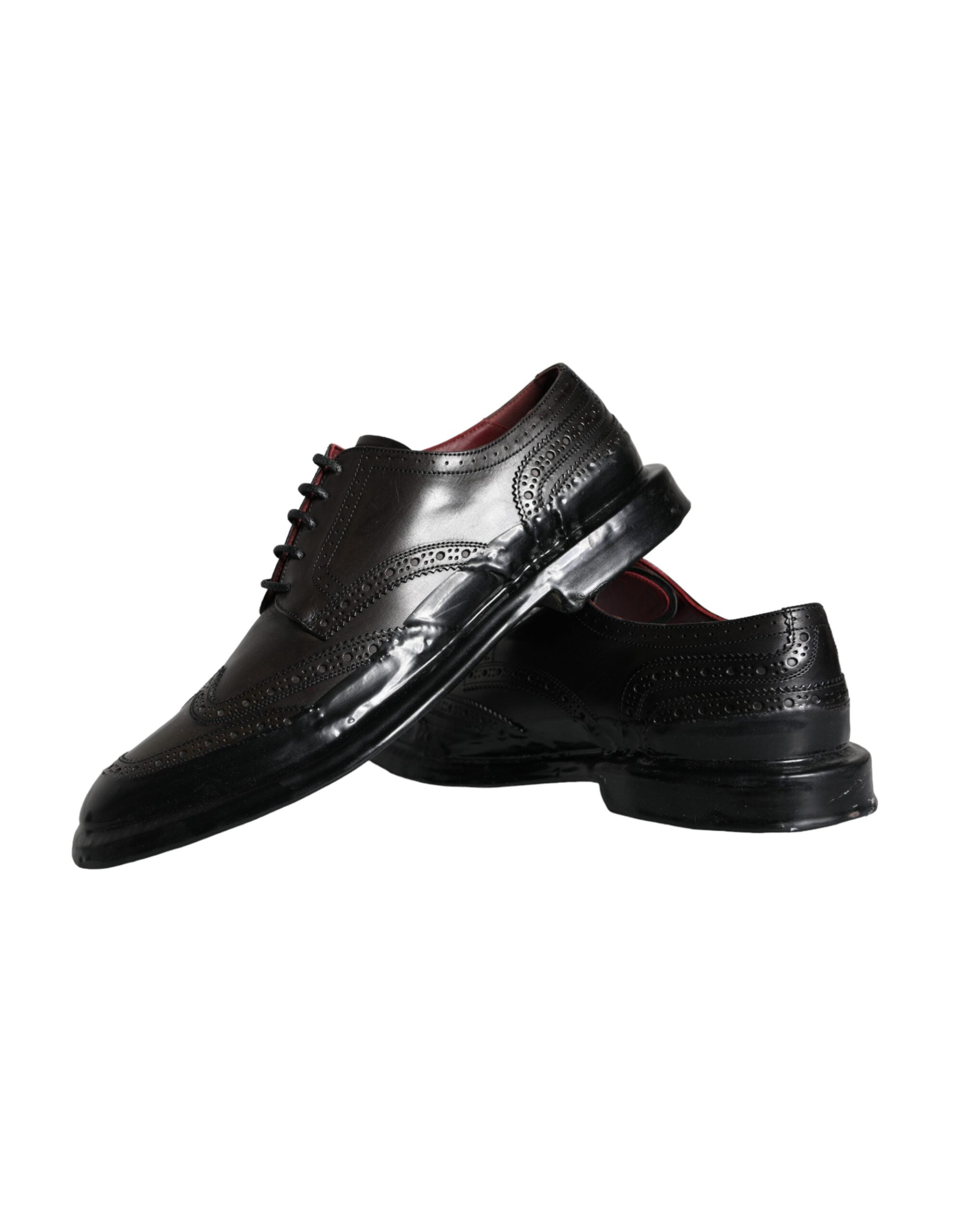 Dolce & Gabbana Black Leather Oxford Wingtip Formal Men Shoes