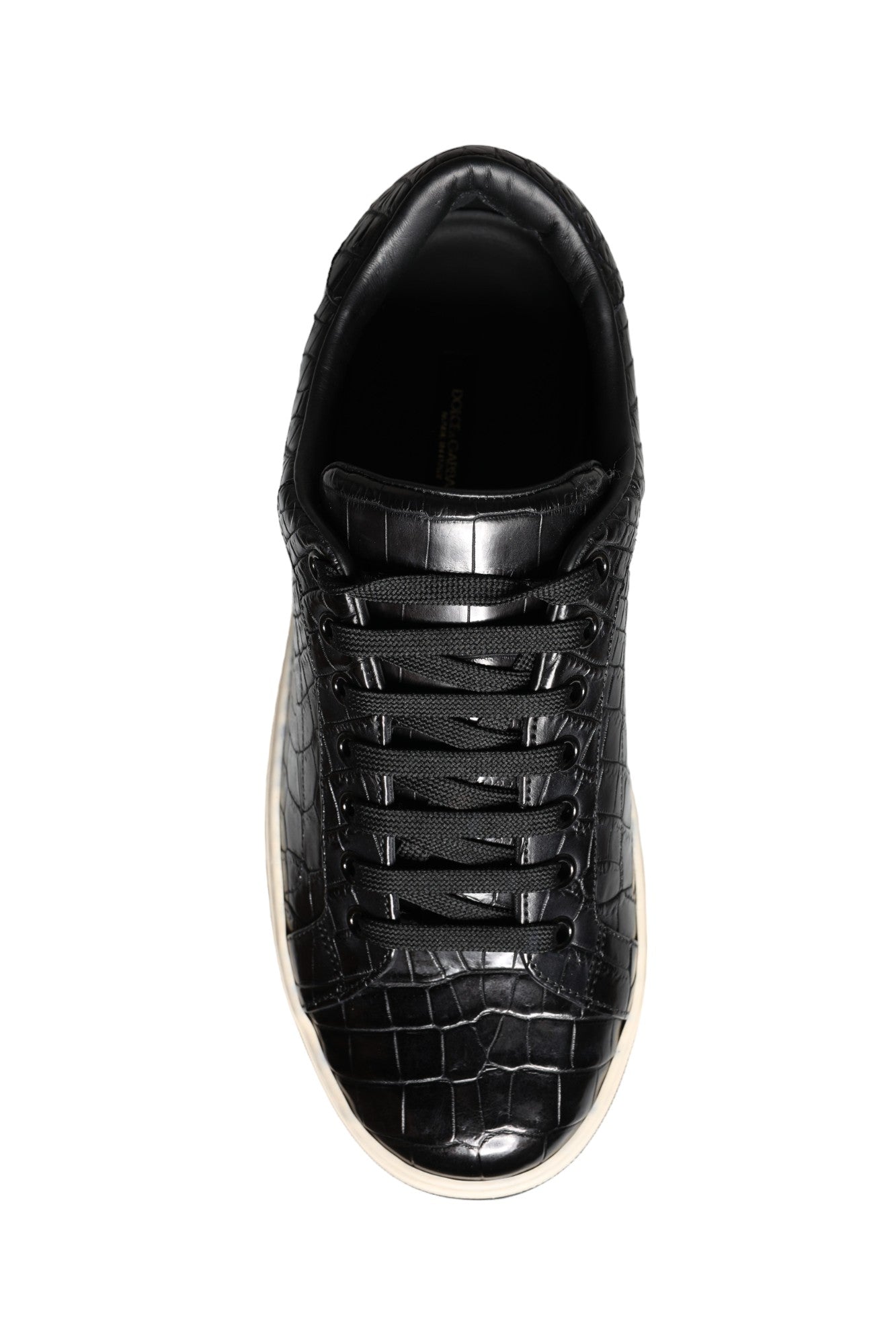 Dolce & Gabbana Black Leather Men Low Top Sneakers Shoes