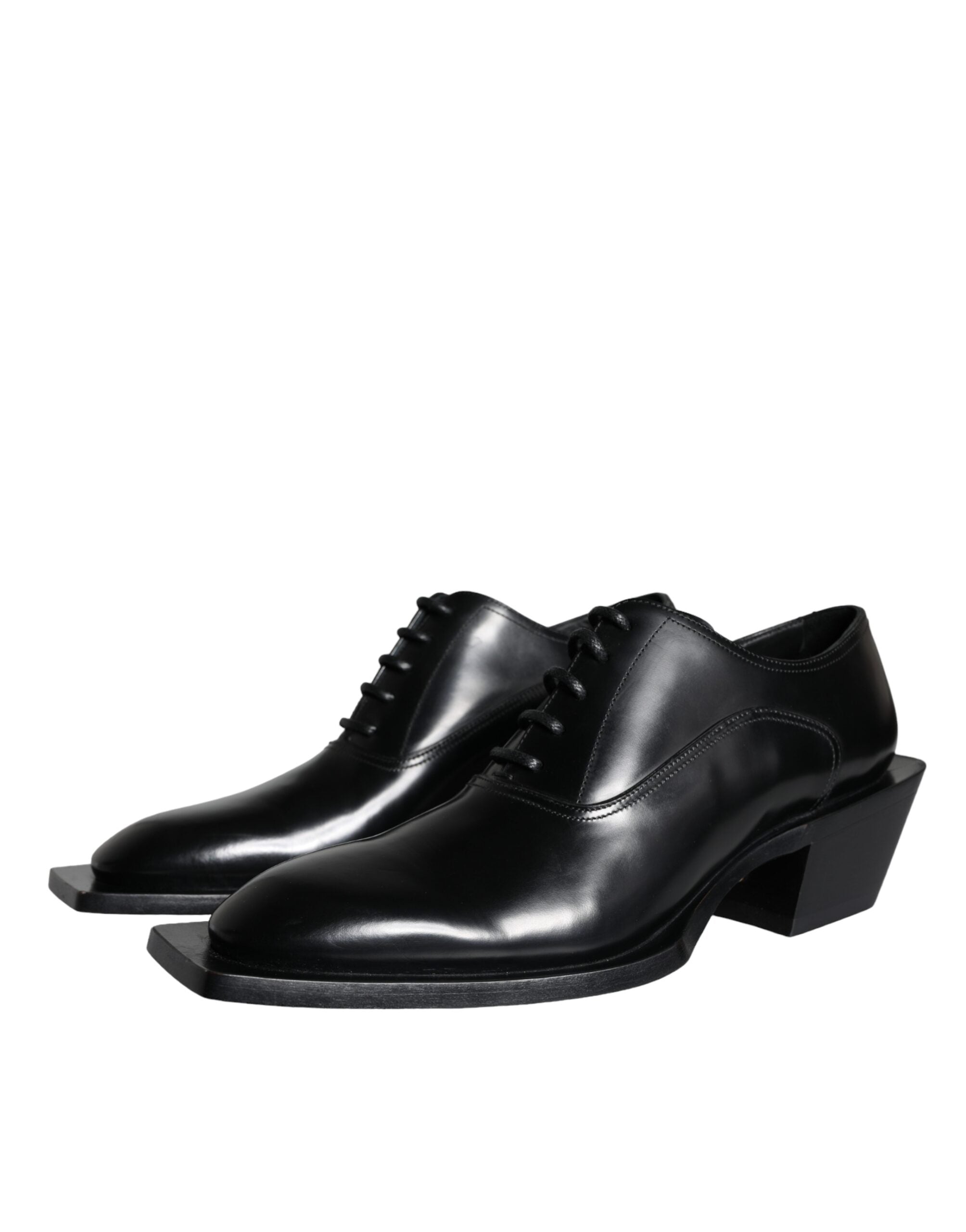 Dolce & Gabbana Black Calfskin Leather Derby Dress Men Shoes