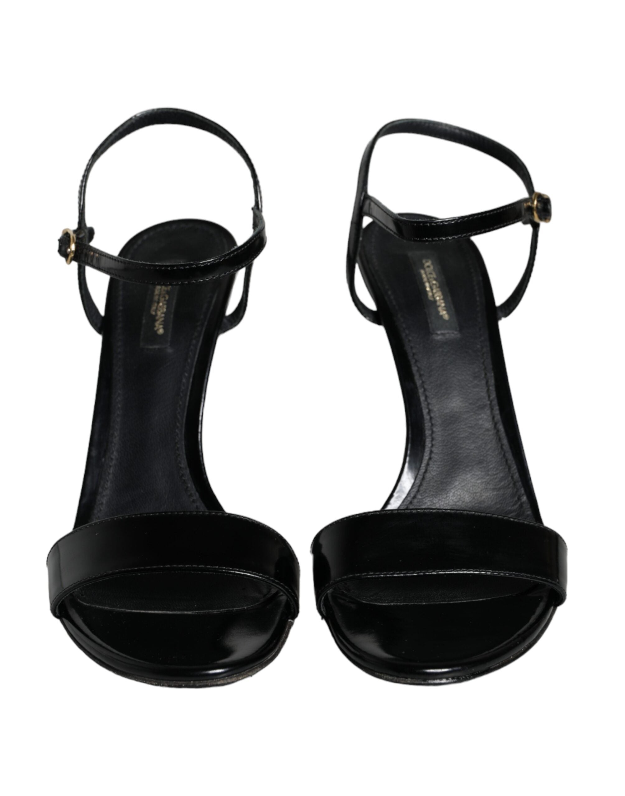 Dolce & Gabbana Black KEIRA Leather Heels Sandals Shoes