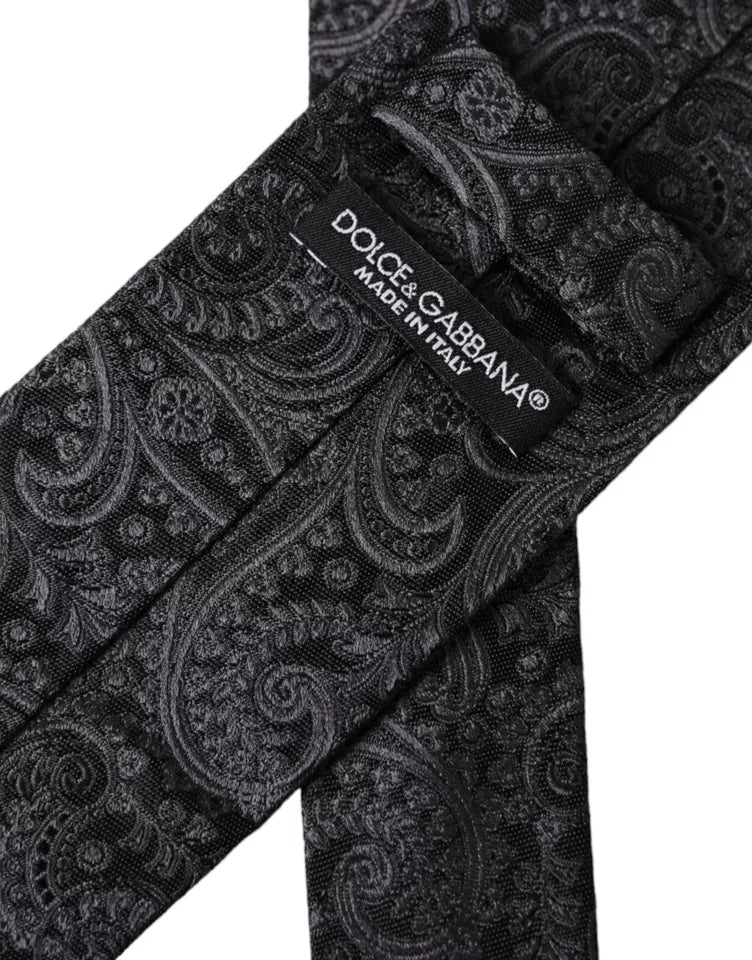 Dolce & Gabbana Gray Patterned 100% Silk Adjustable Men Tie