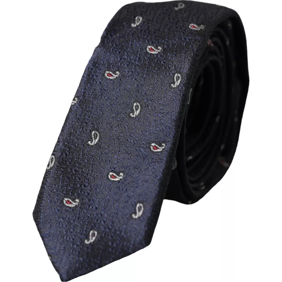 Dolce & Gabbana Dark Blue Fantasy 100% Silk Adjustable Men Tie