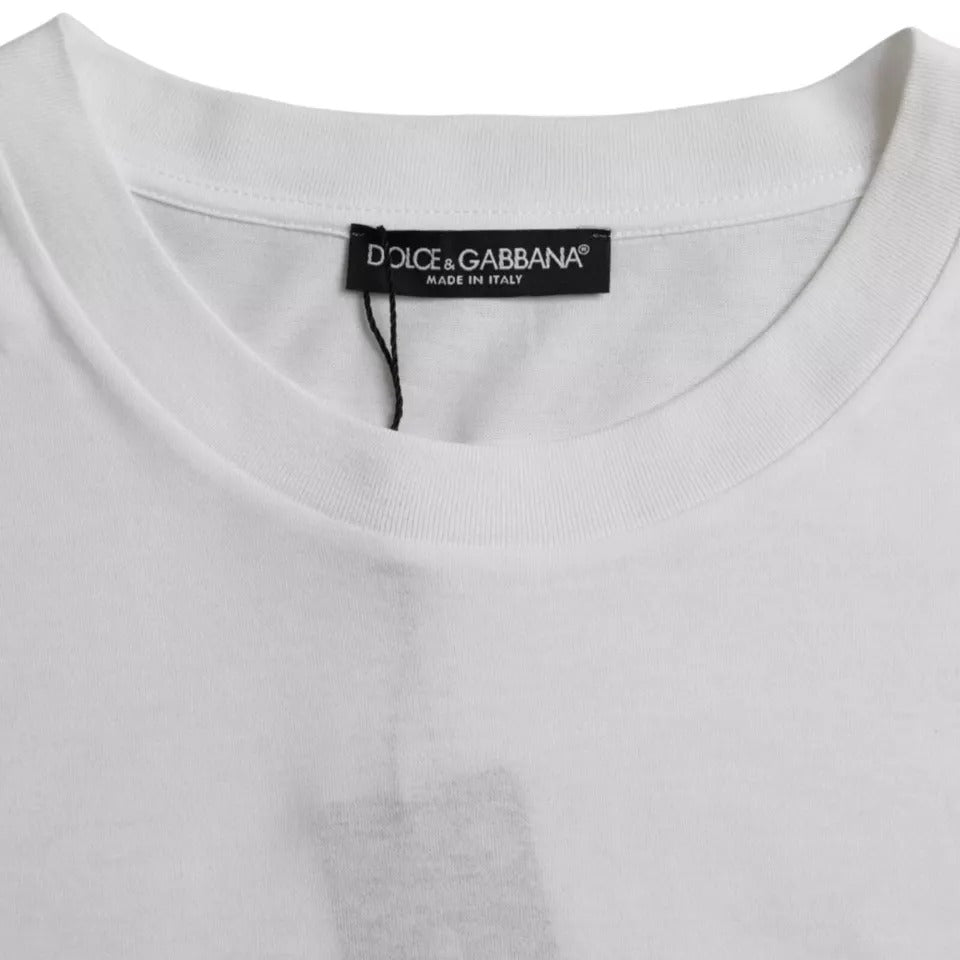 Dolce & Gabbana White Cotton Round Neck Short Sleeve T-shirt