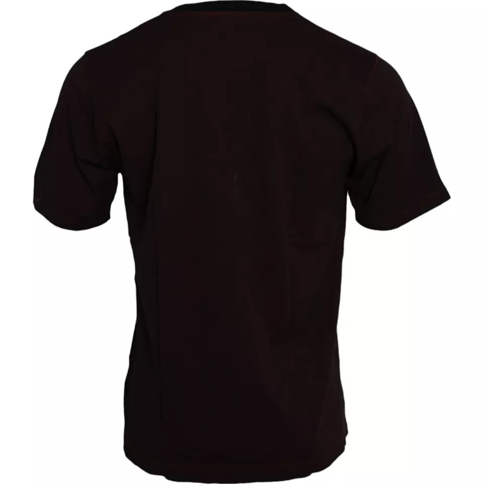 Dolce & Gabbana Bordeaux Crown Print Round Neck Cotton T-shirt