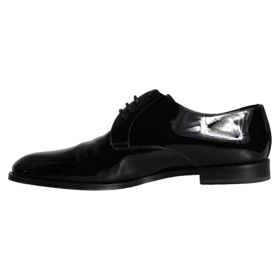 Dolce & Gabbana Black Calfskin Leather Derby Men Dress Shoes