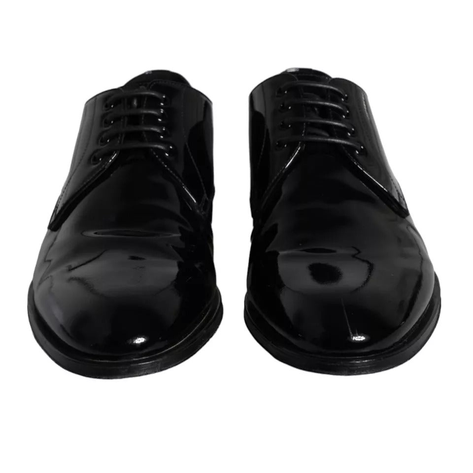 Dolce & Gabbana Black Calfskin Leather Derby Men Dress Shoes