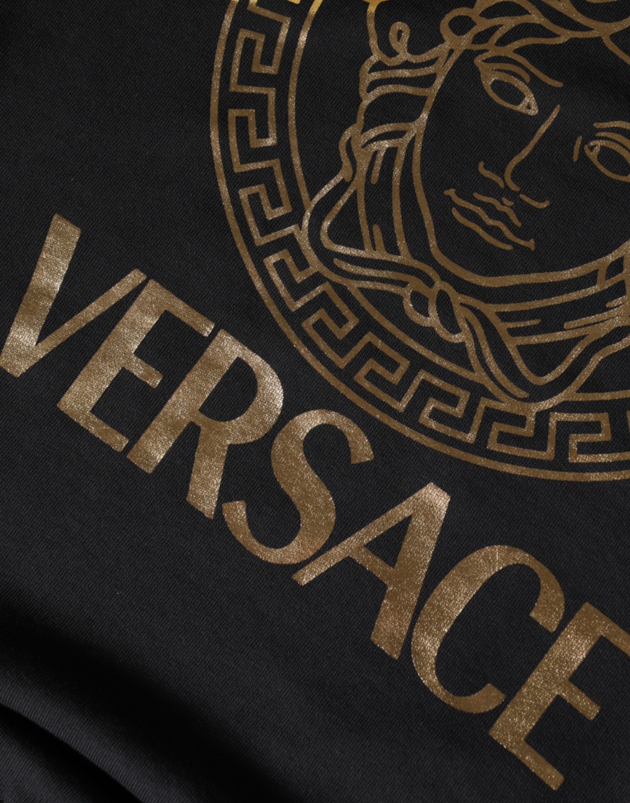 Versace Black Medusa Fleece Cotton Crew Neck Sweatshirt Sweater