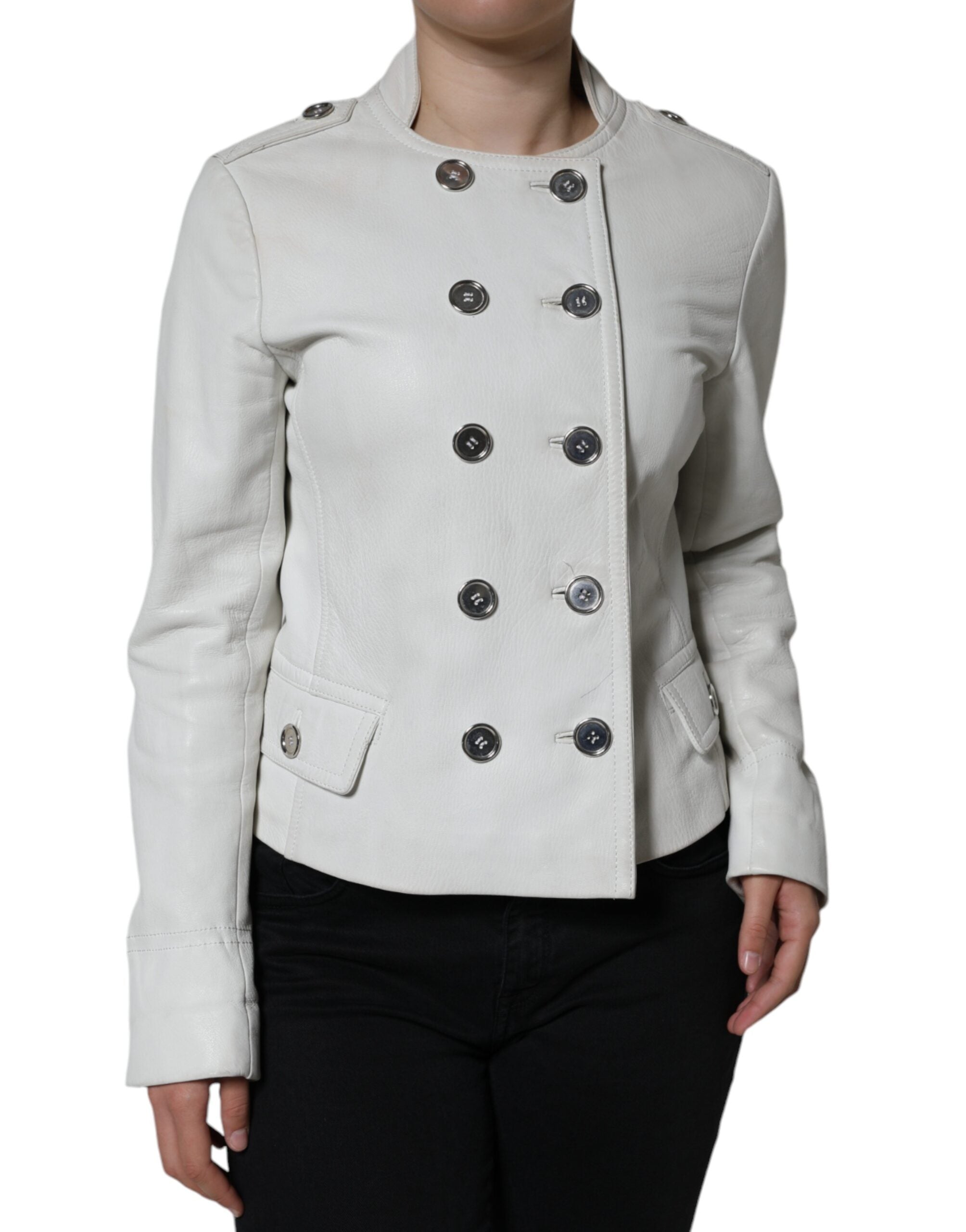 Dolce & Gabbana White Double Breasted Blazer Coat Jacket