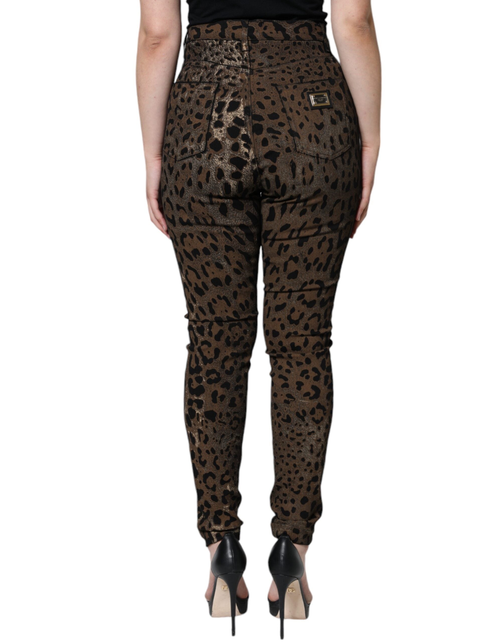 Dolce & Gabbana Brown Leopard Cotton Skinny Denim Jeans