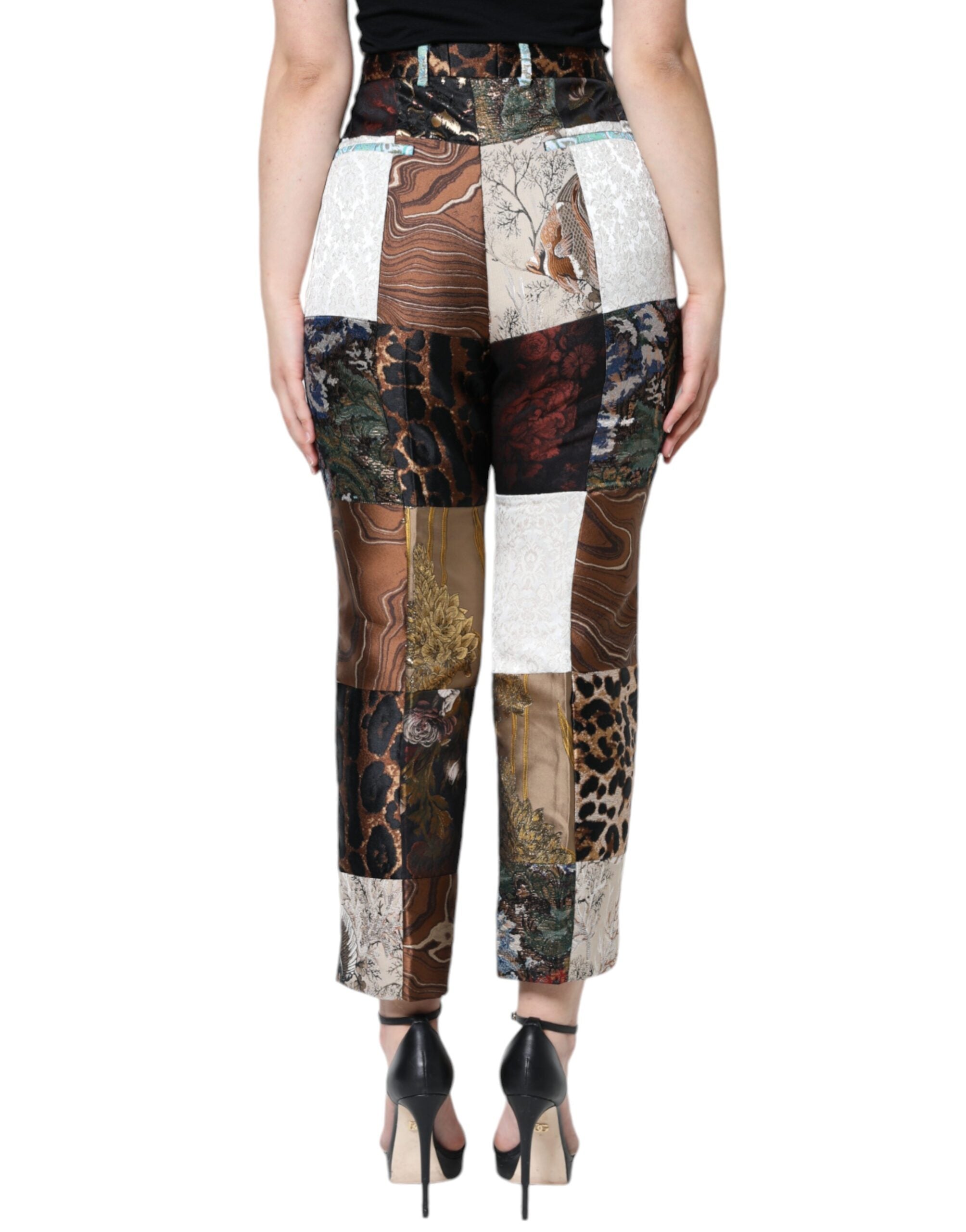 Dolce & Gabbana Multicolor Patchwork Jacquard High Waist Pants