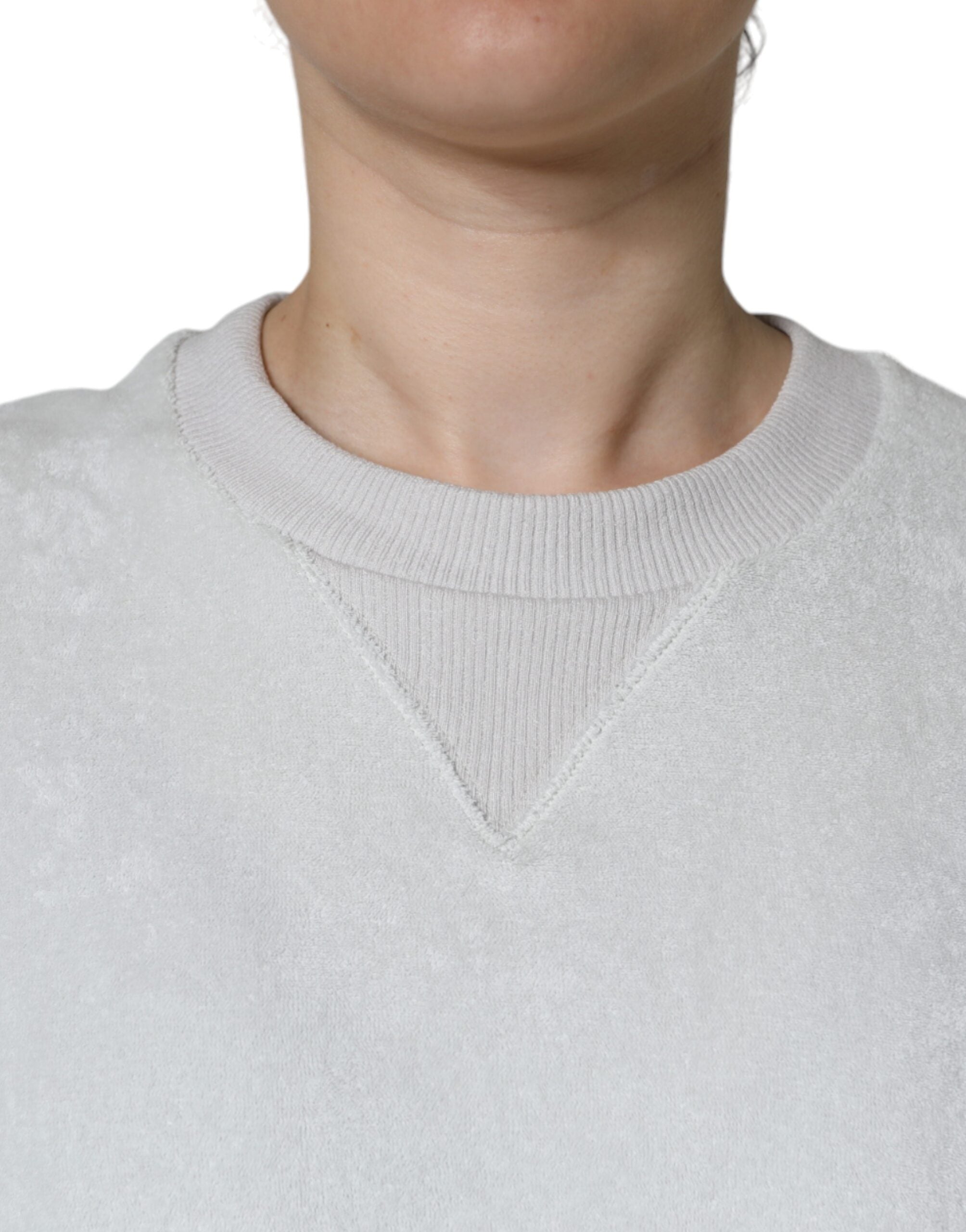 Dolce & Gabbana White Nylon Stretch Crew Neck Pullover Sweater