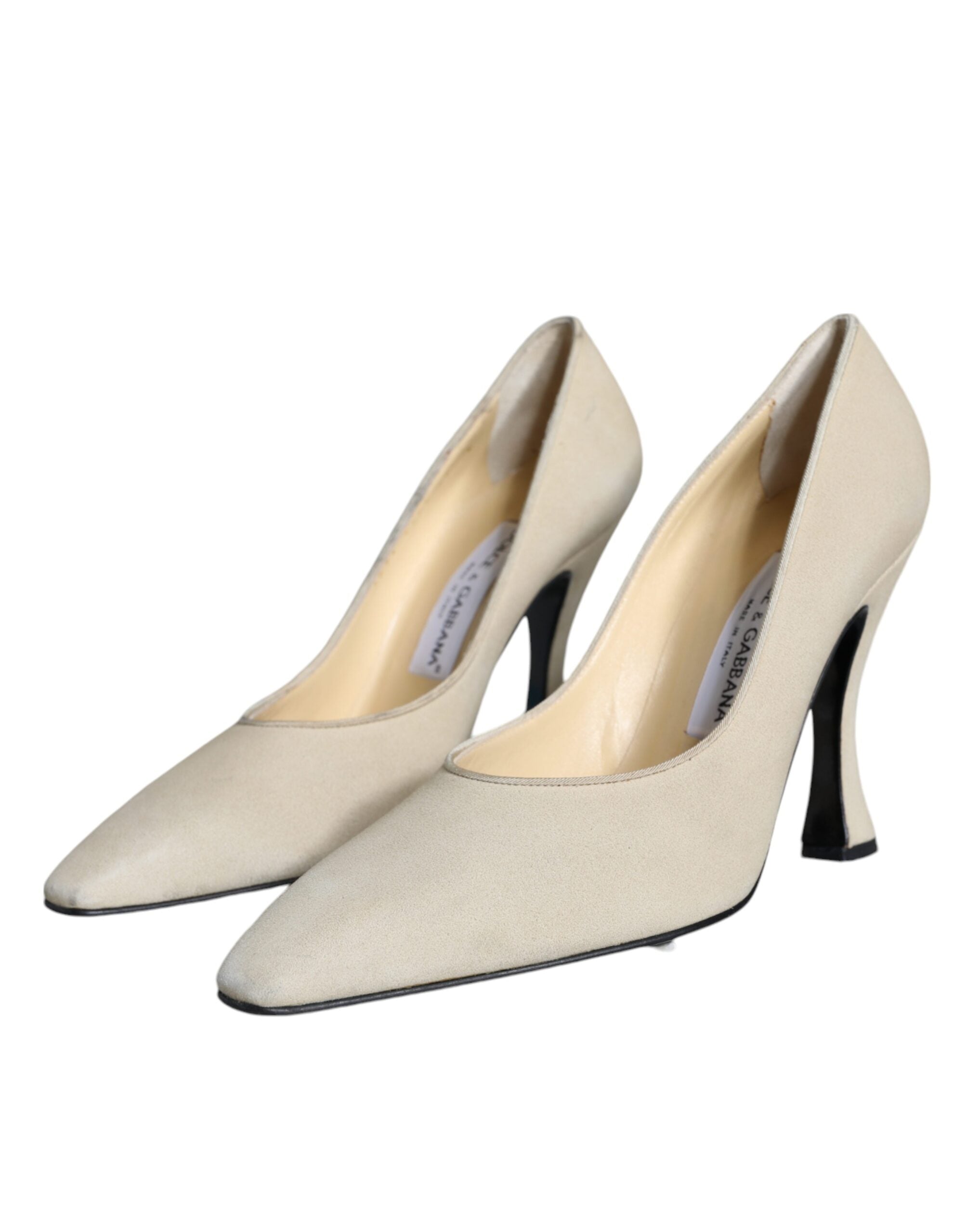 Dolce & Gabbana Beige Suede Leather High Heels Pumps Shoes