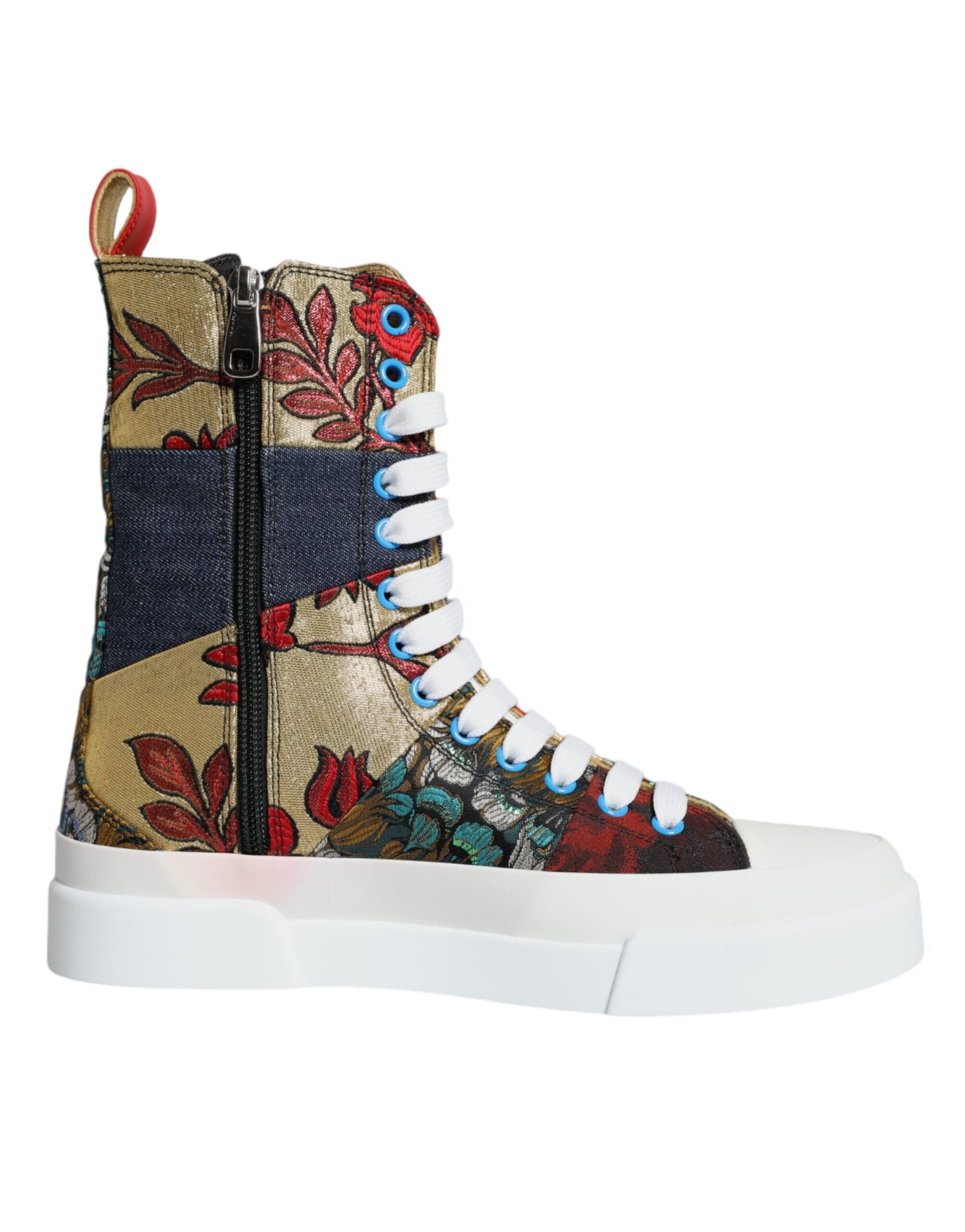 Dolce & Gabbana Multicolor Patchwork Logo High Top Sneakers Shoes