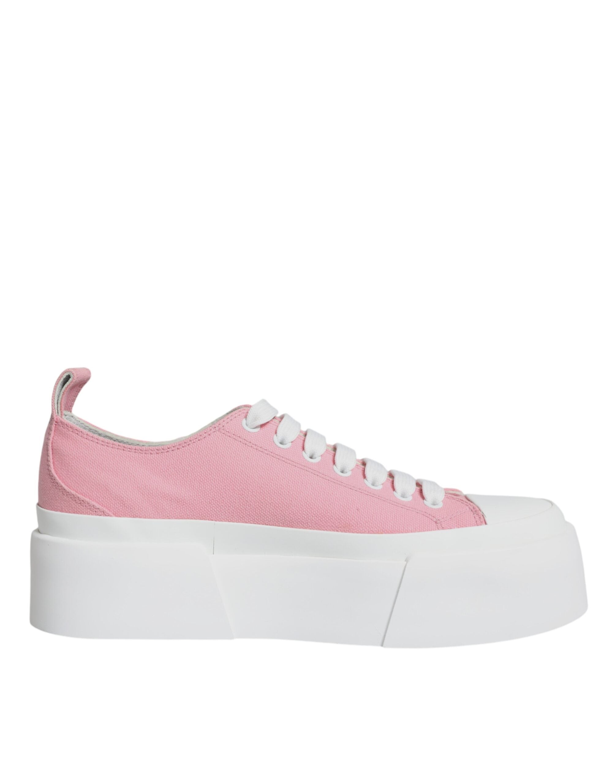 Dolce & Gabbana Pink White Canvas Logo Low Top Sneakers Shoes