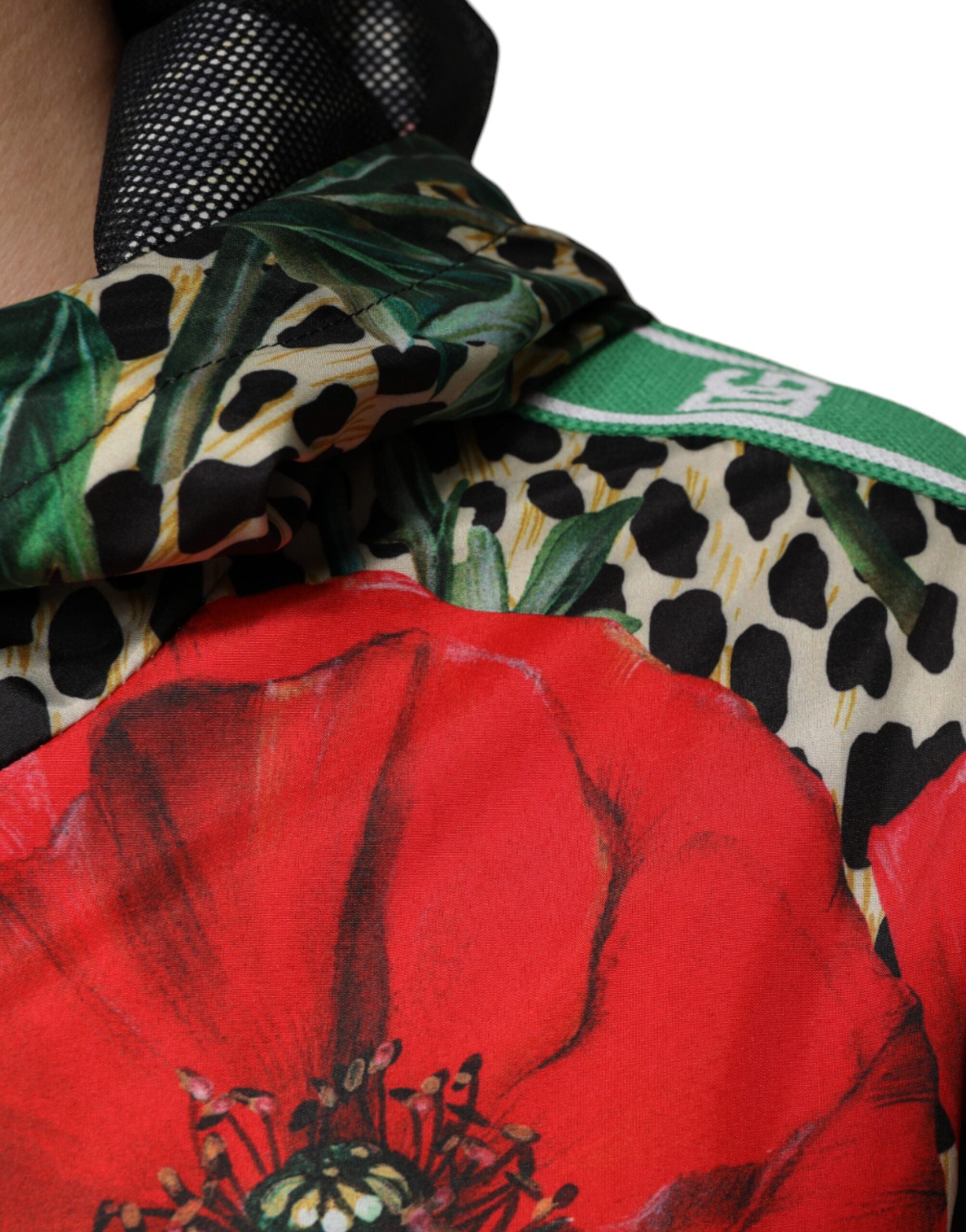 Dolce & Gabbana Multicolor Leopard Floral Hooded Jacket