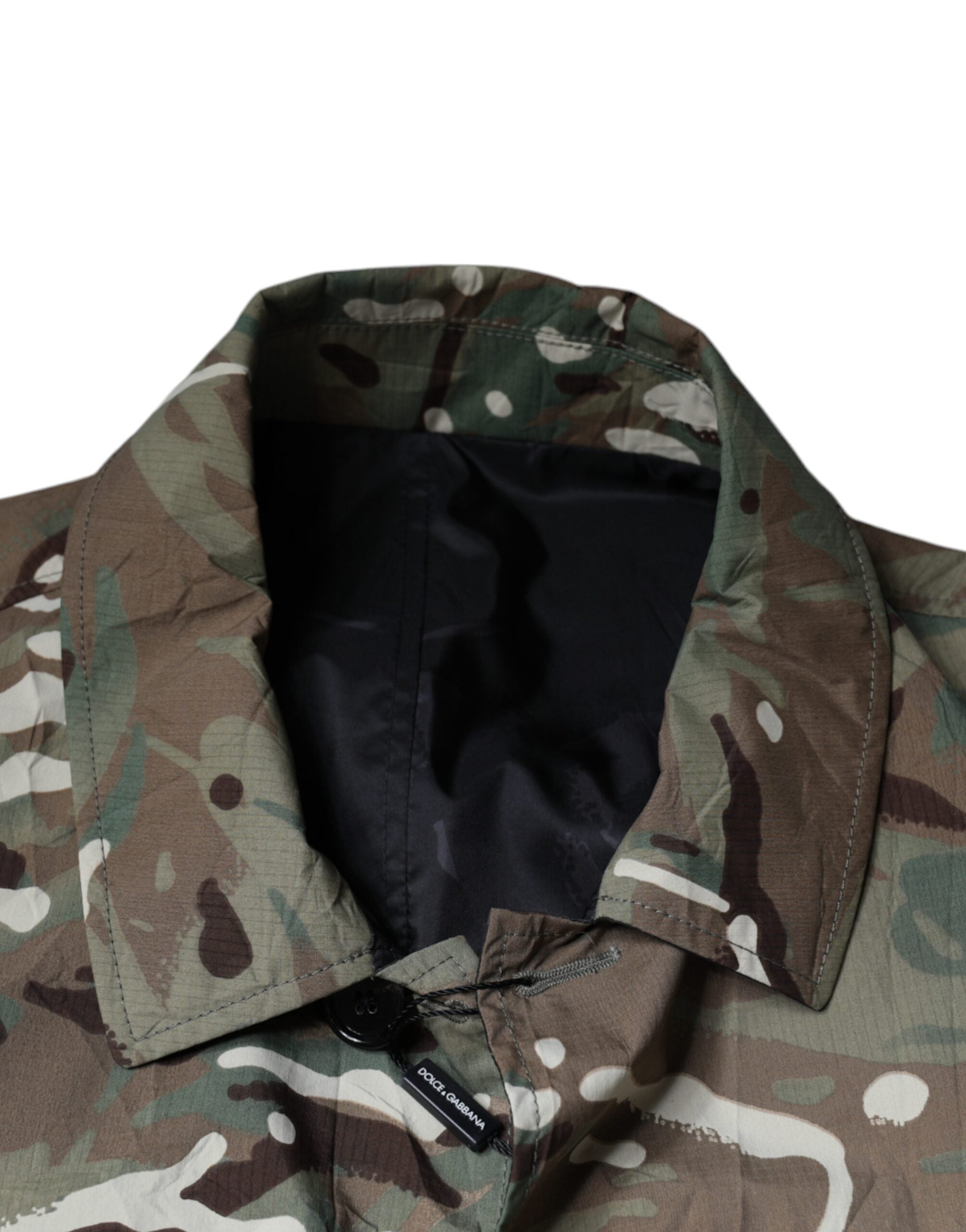 Dolce & Gabbana Multicolor Camouflage Collared Coat Jacket