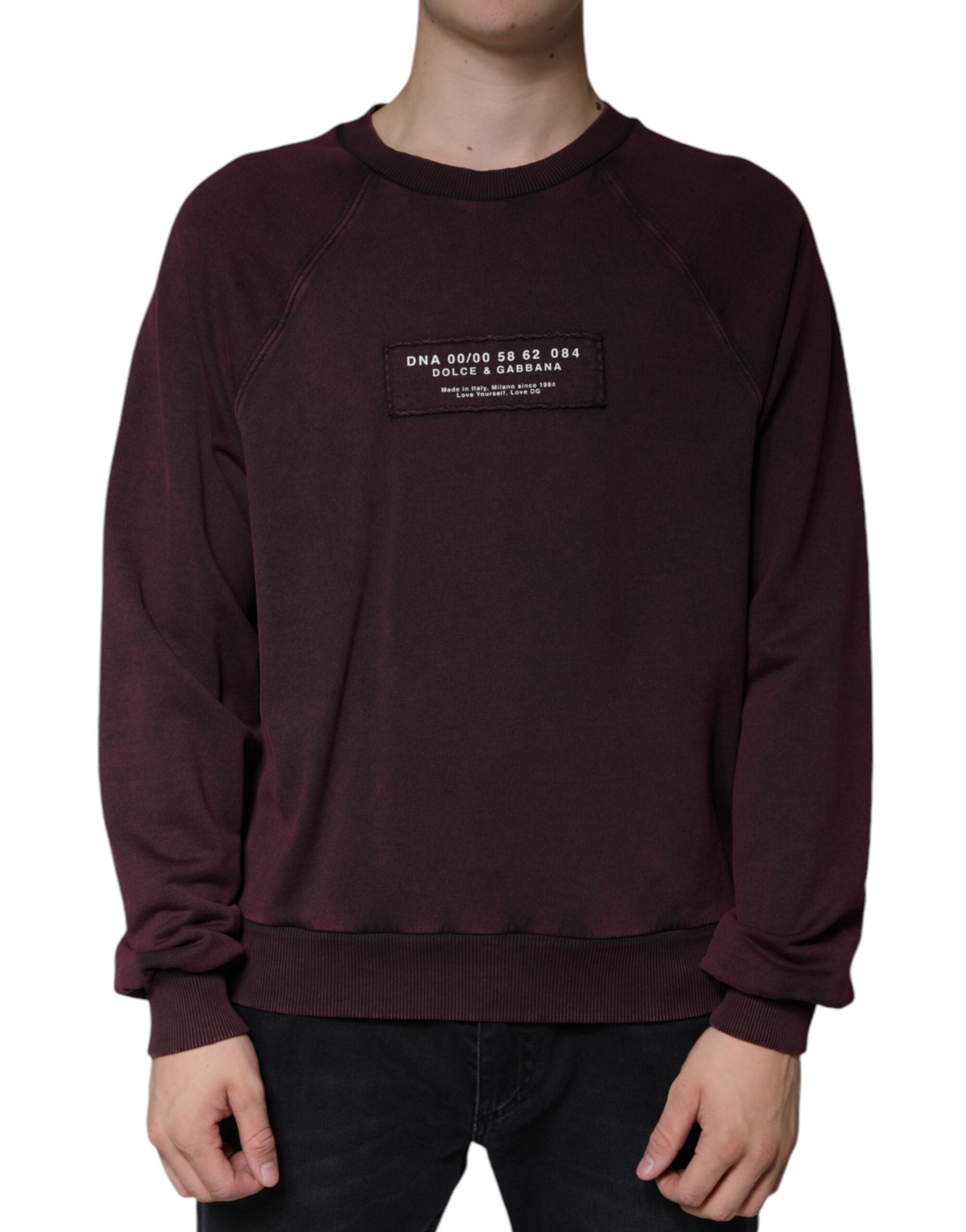 Dolce & Gabbana Maroon Logo Crew Neck Men Sweatshirt Sweater