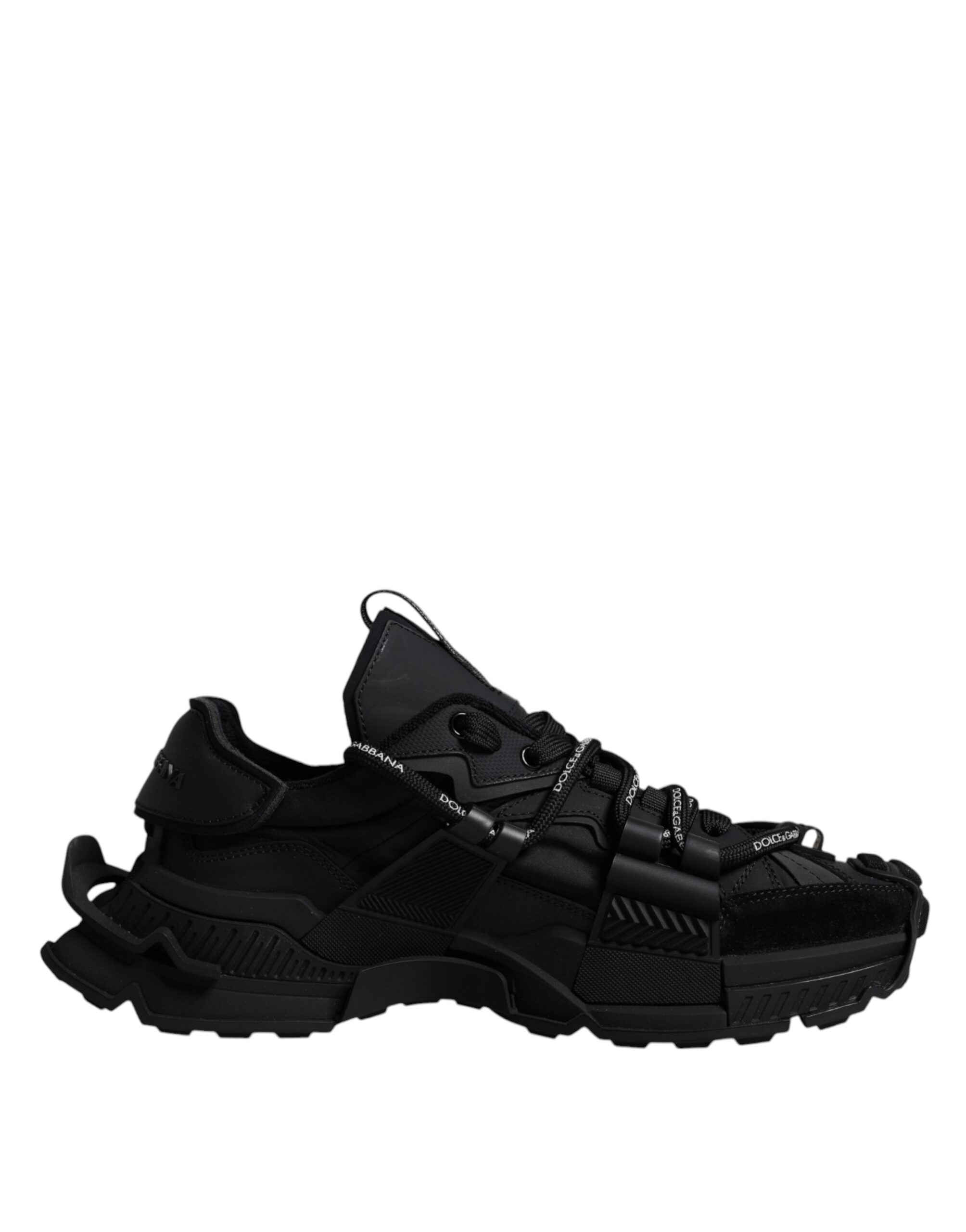 Dolce & Gabbana Black Low Top Space Lace Up Sneakers Shoes