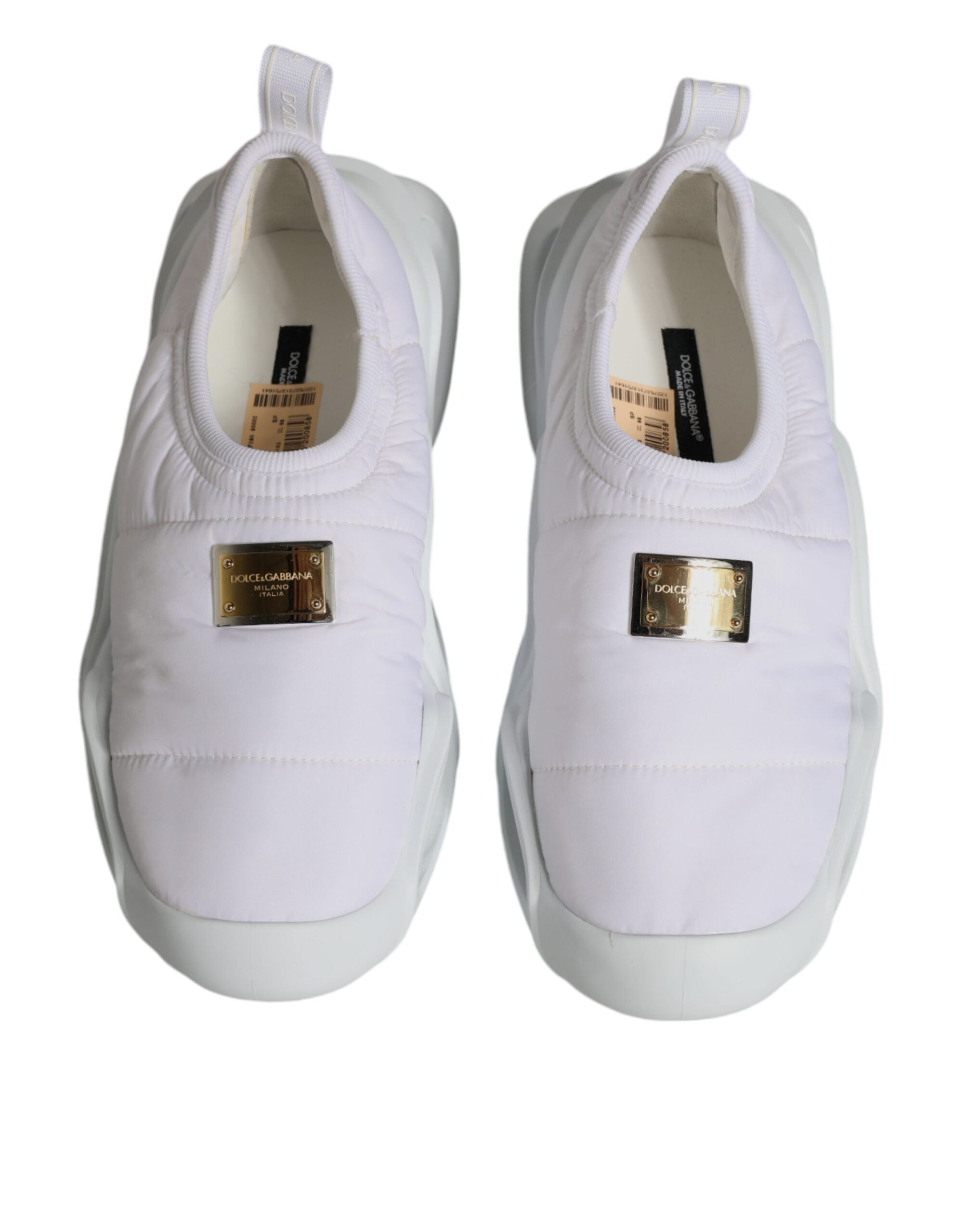 Dolce & Gabbana White Padded Fabric Low Top Sneakers Shoes