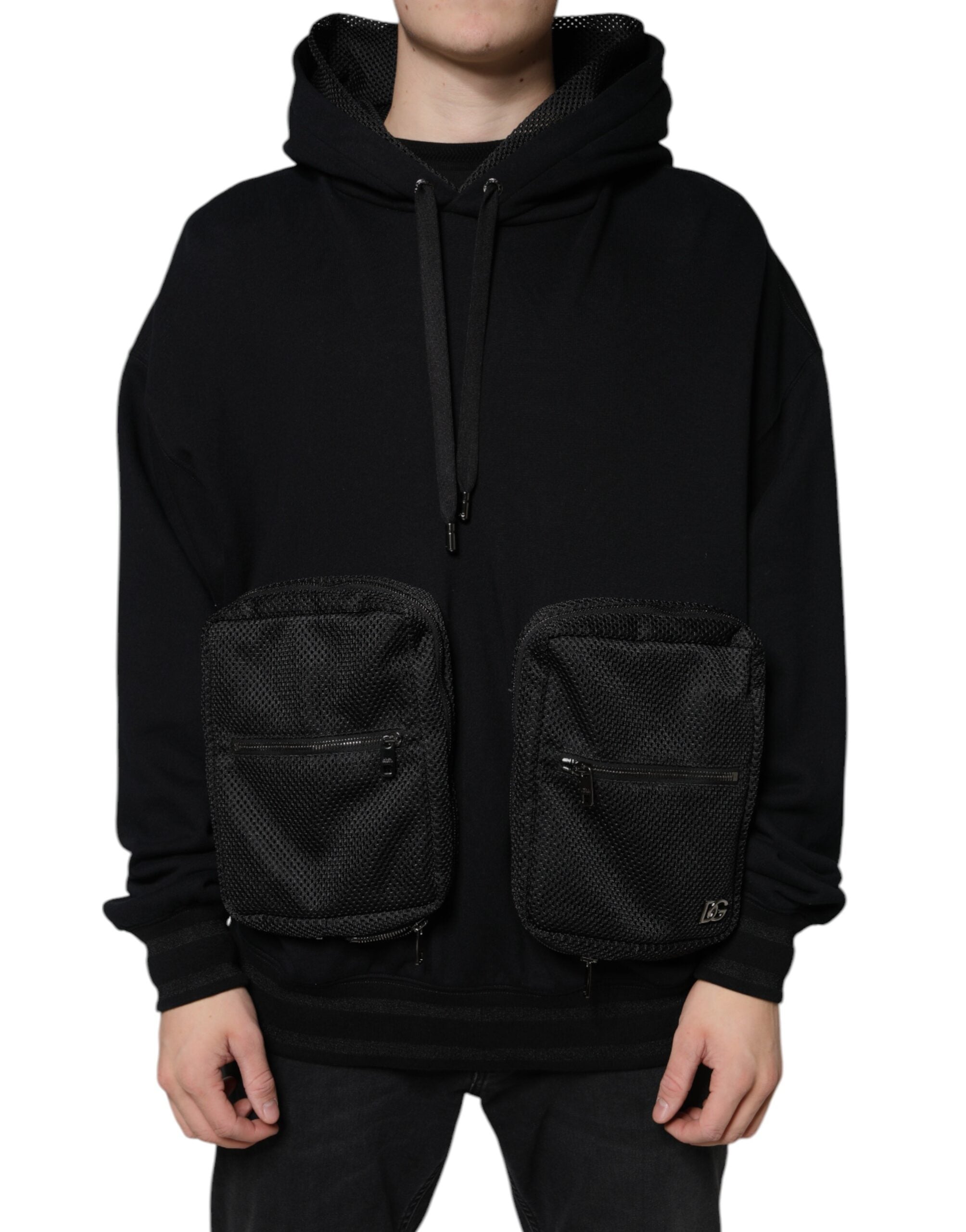 Dolce & Gabbana Black Hooded Pullover Men Sweatshirt Sweater