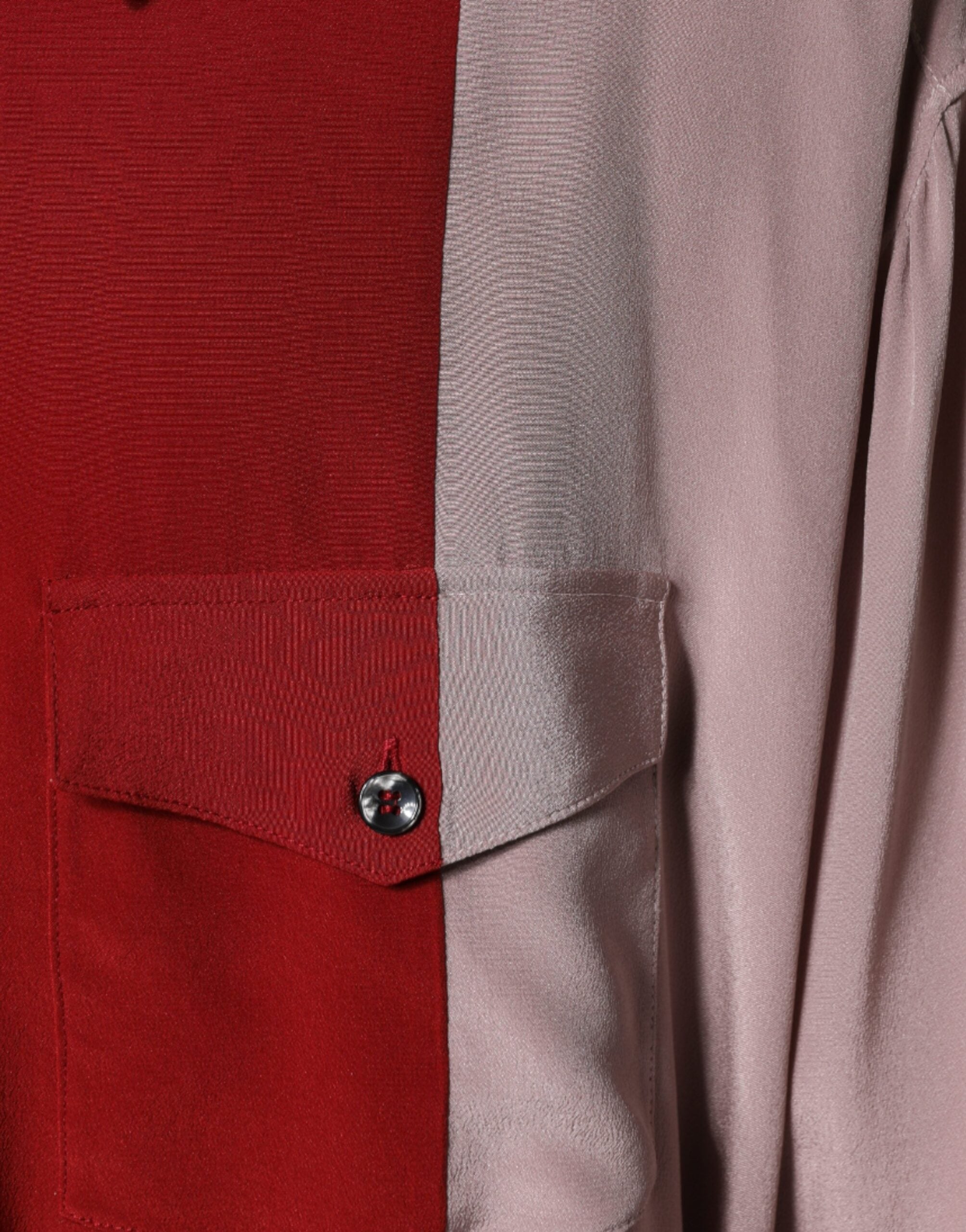 Dolce & Gabbana Red Pink Silk Collared Button Down Shirt