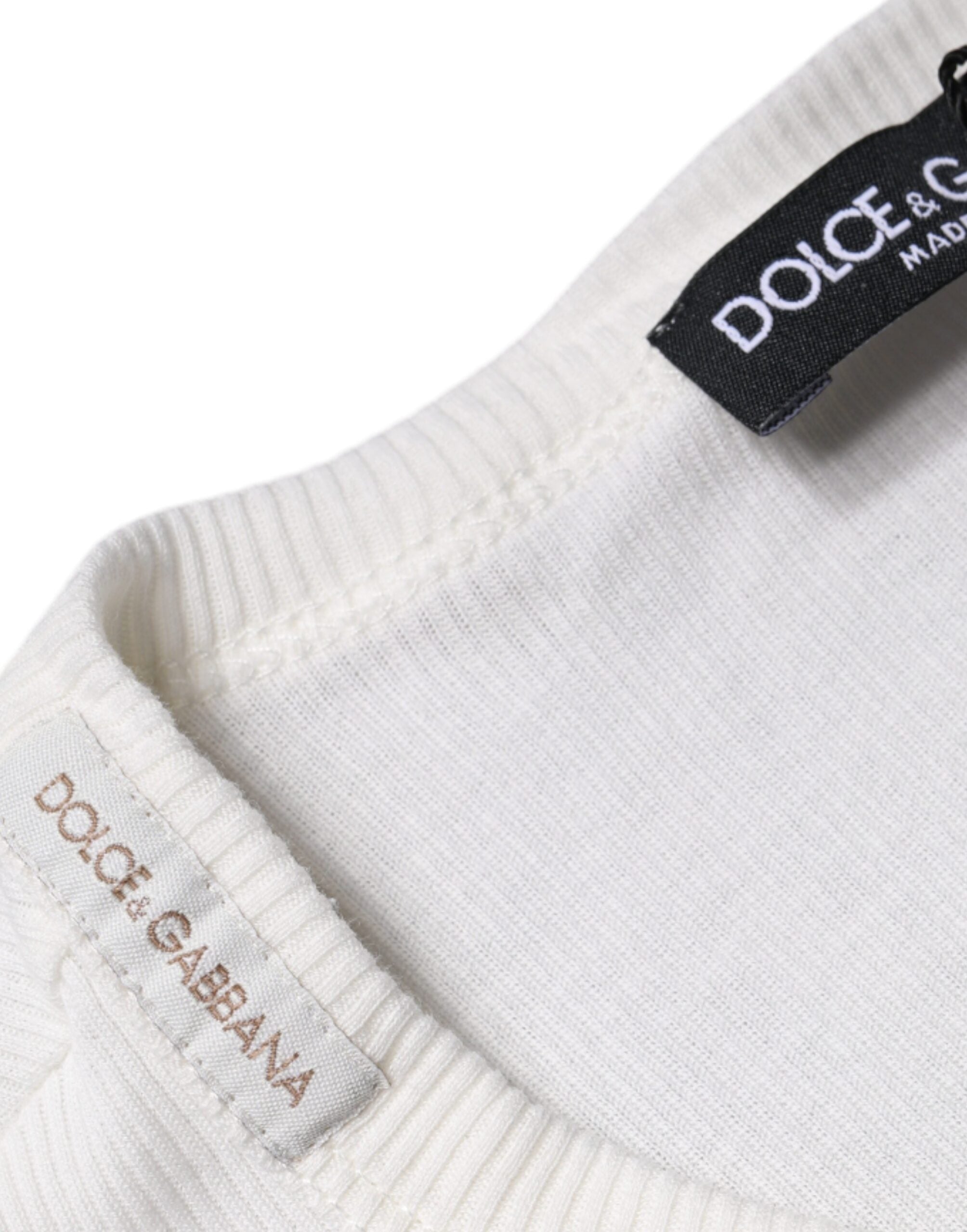 Dolce & Gabbana White Cotton Buttoned Long Sleeves T-shirt