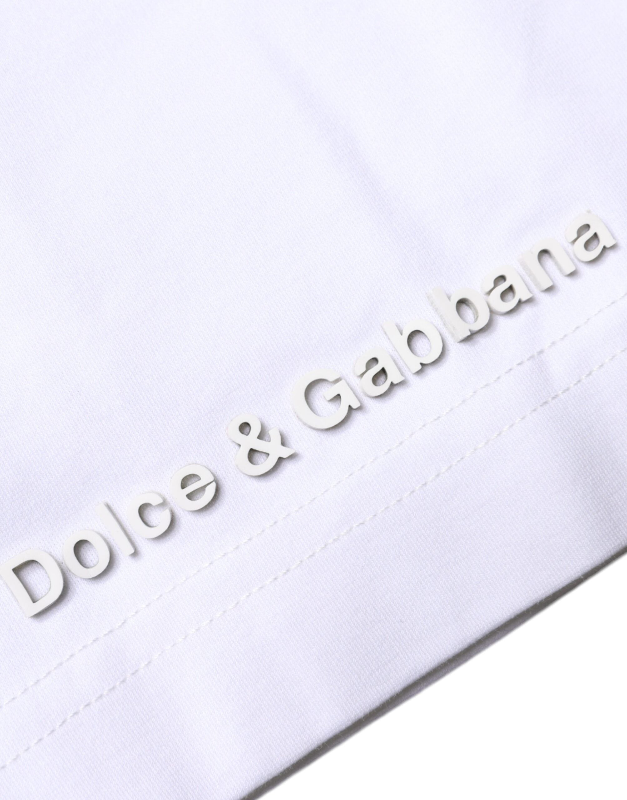 Dolce & Gabbana White Embossed Logo Crew Neck T-shirt