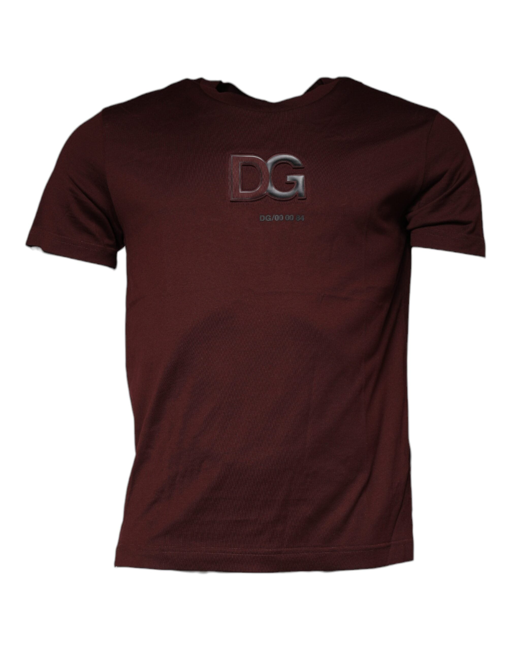 Dolce & Gabbana Maroon DG Logo Cotton Crew Neck T-shirt