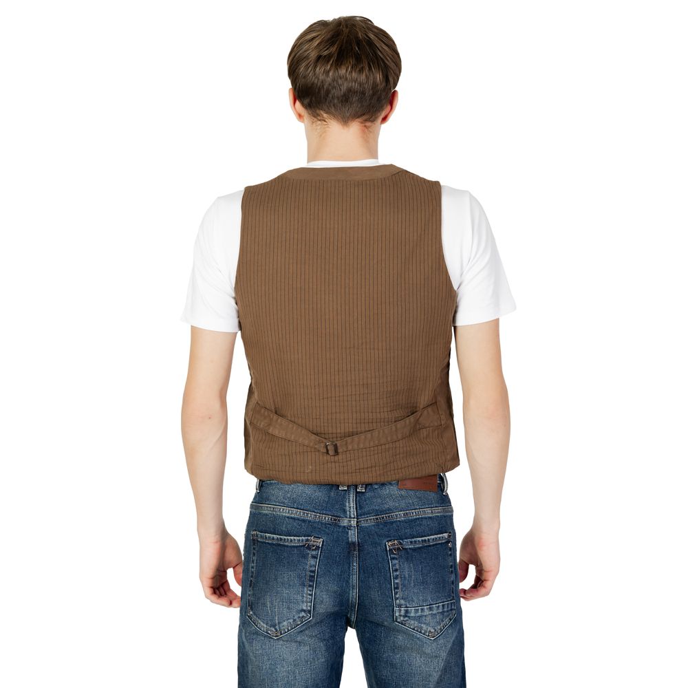 Gianni Lupo Brown Cotton Vest