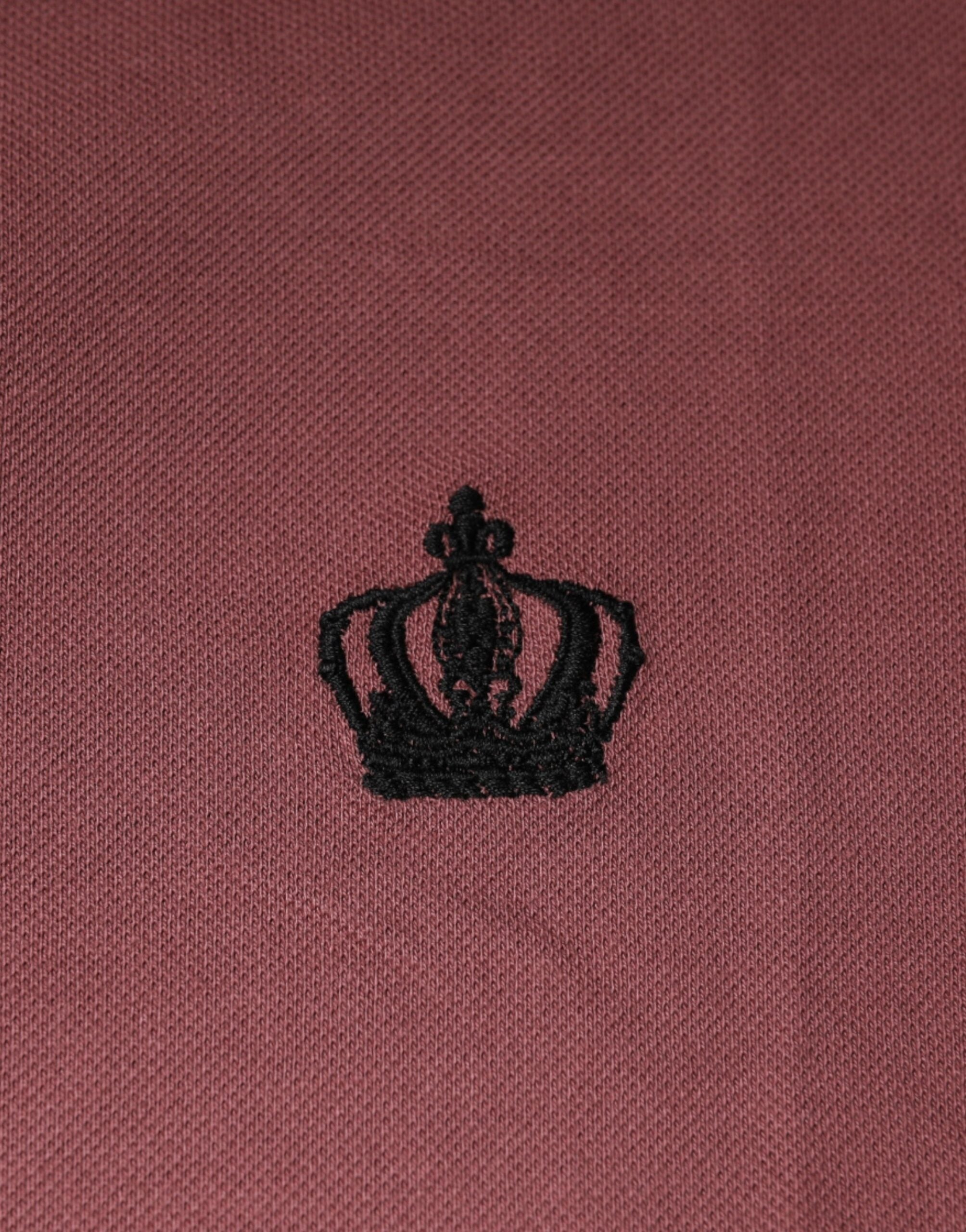 Dolce & Gabbana Pink Crown Embroidery Collared Polo T-shirt