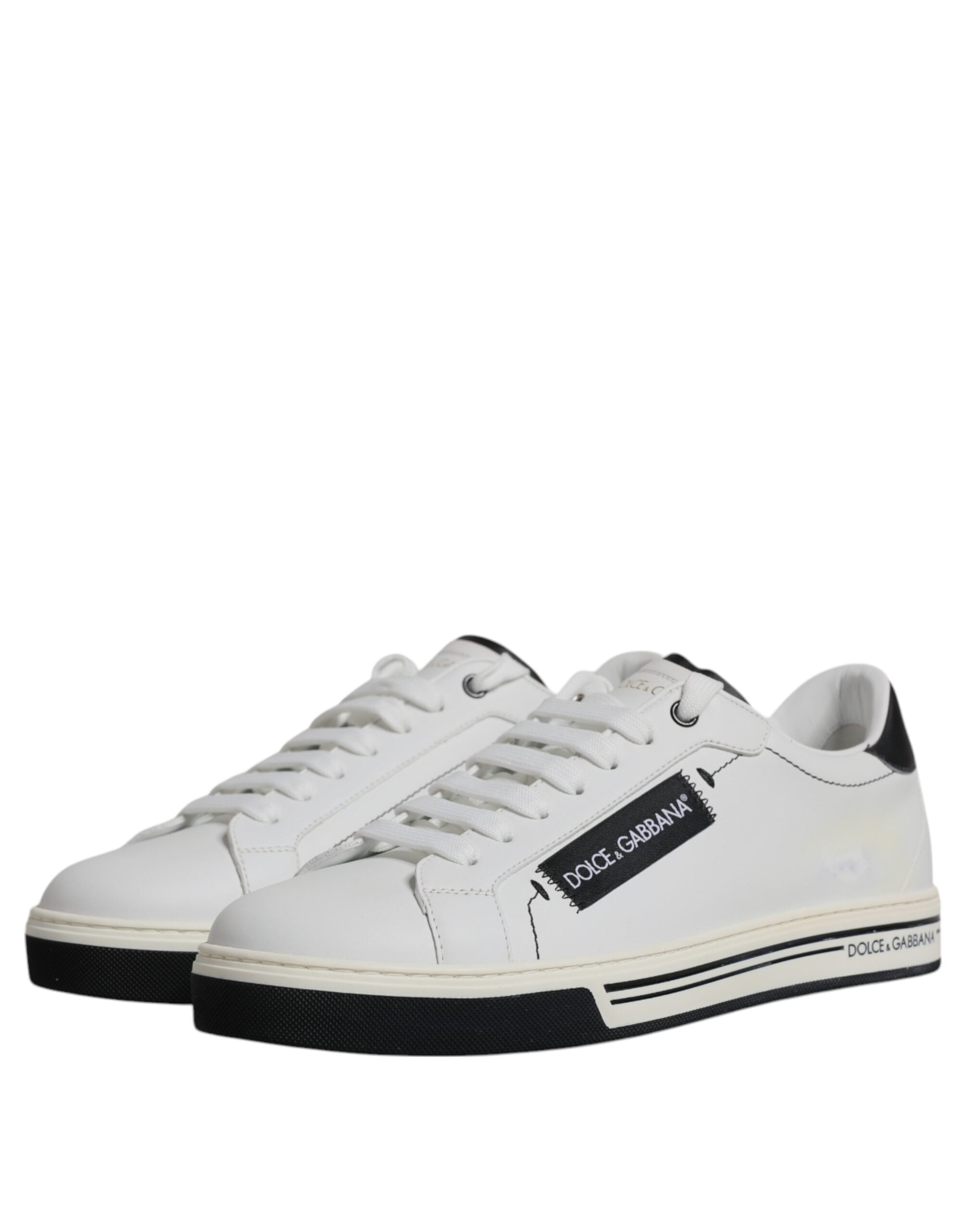 Dolce & Gabbana White Leather Low Top Men Sneakers Shoes